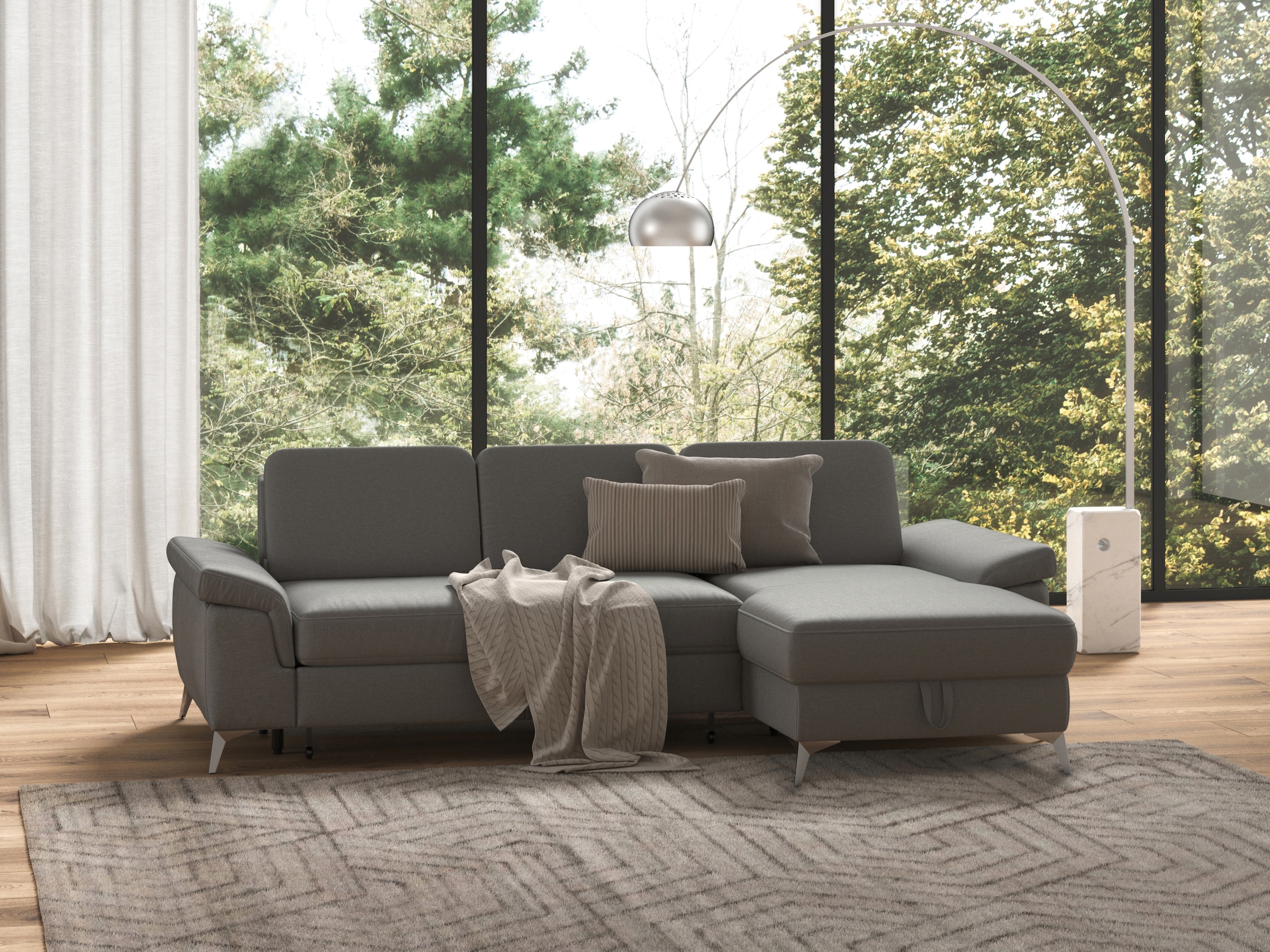 sit&more Ecksofa »Padua L-Form«, inklusive Sitztiefenverstellung, Armteilfunktion und Federkern