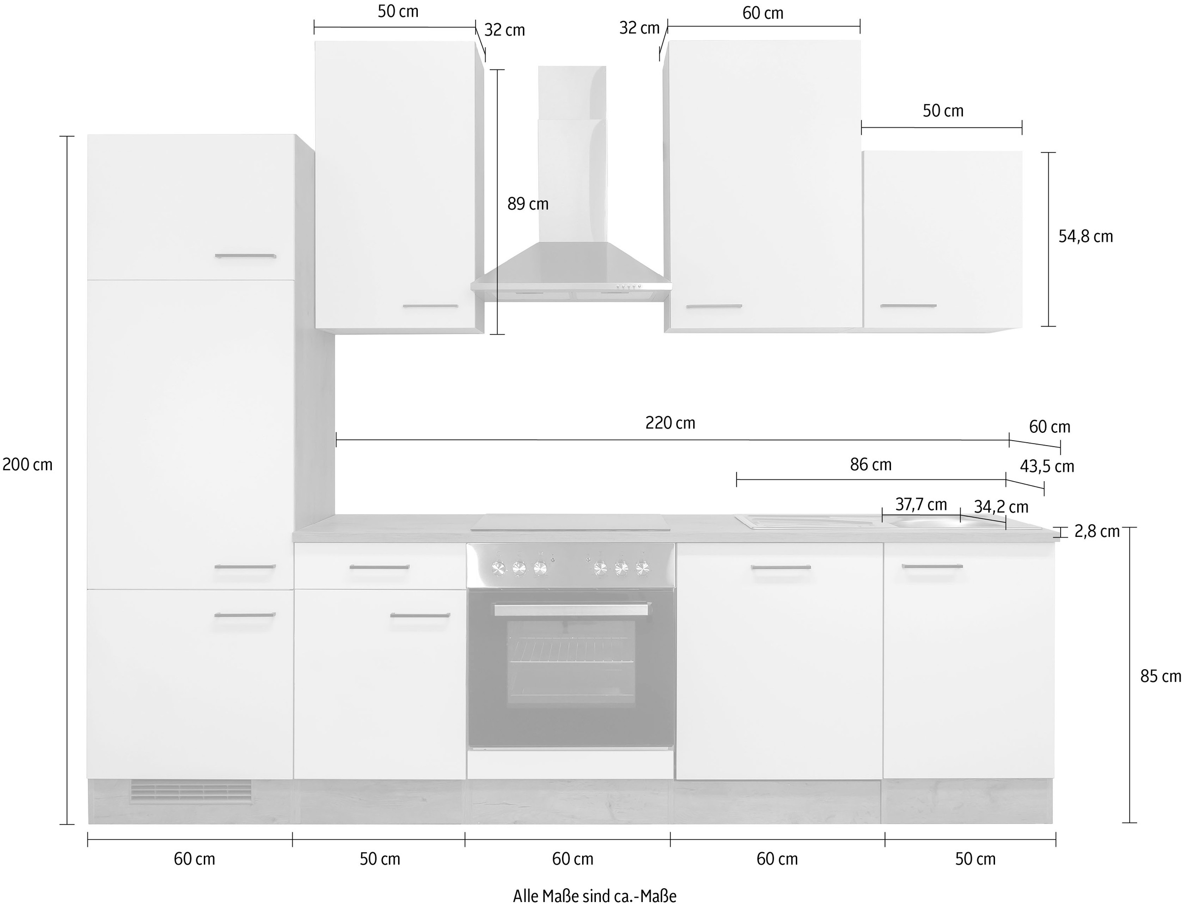 Flex-Well Küchenzeile »Vintea«, mit E-Geräten, Gesamtbreite 280 cm