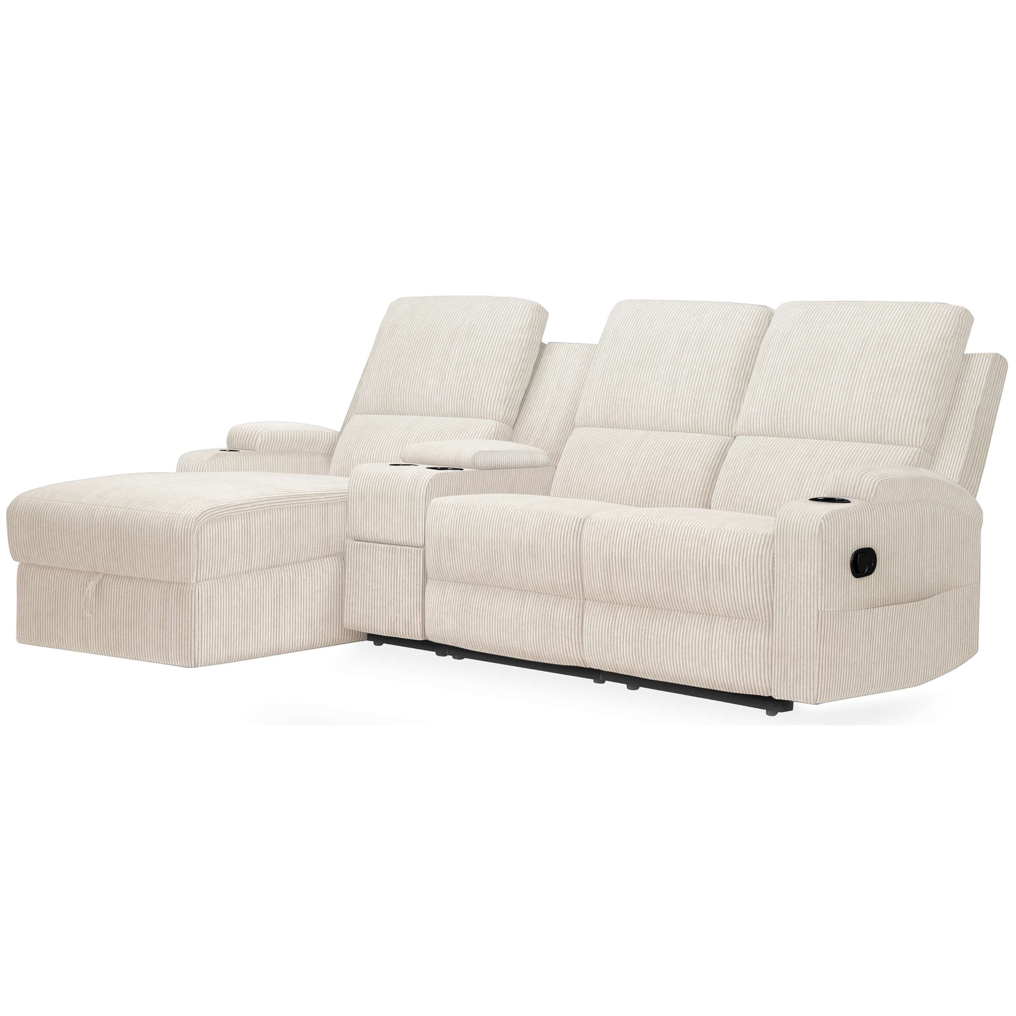 Home affaire Ecksofa »NAPORI Multimediasofa, 3er Kinosessel XXL, L-Form, Cord«, Kinosofa mit Relaxfunktion, Getränkehalter, Staufach und Staukasten
