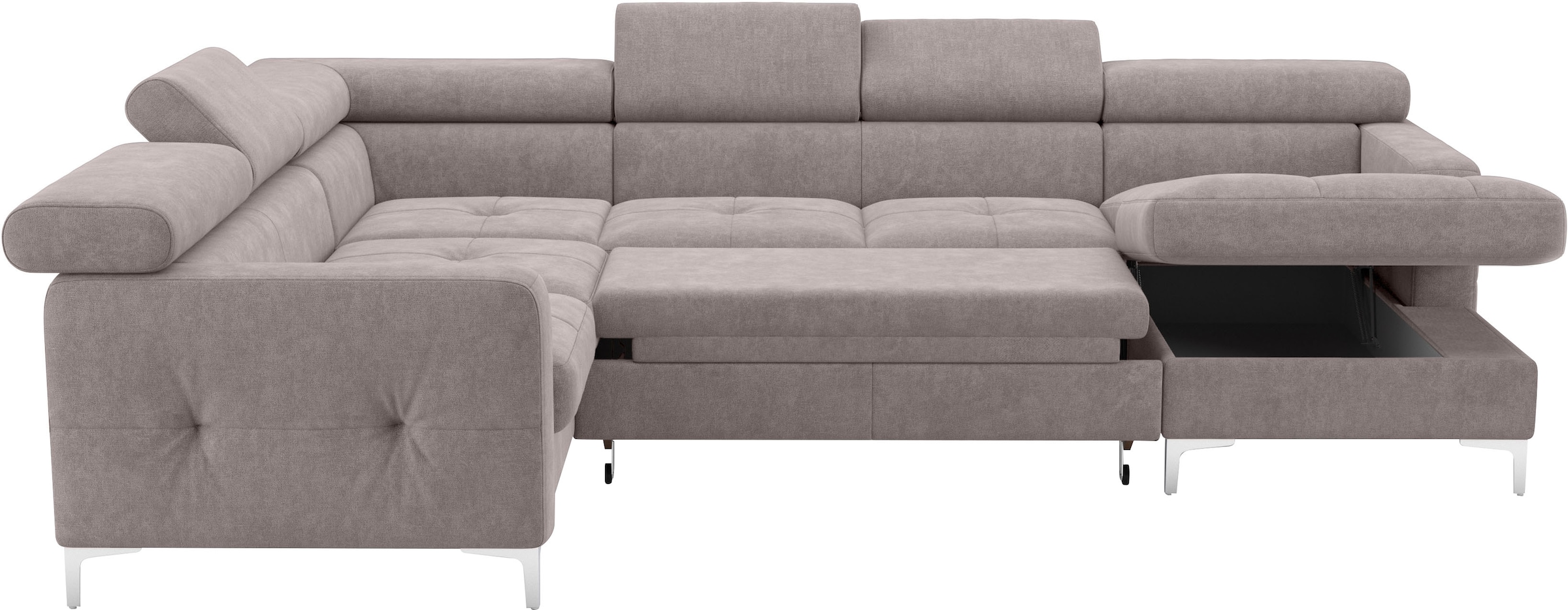 COTTA Wohnlandschaft »Sammy U-Form«, mit Kopfteilverstellung, wahlweise mit Bettfunktion & Bettkasten