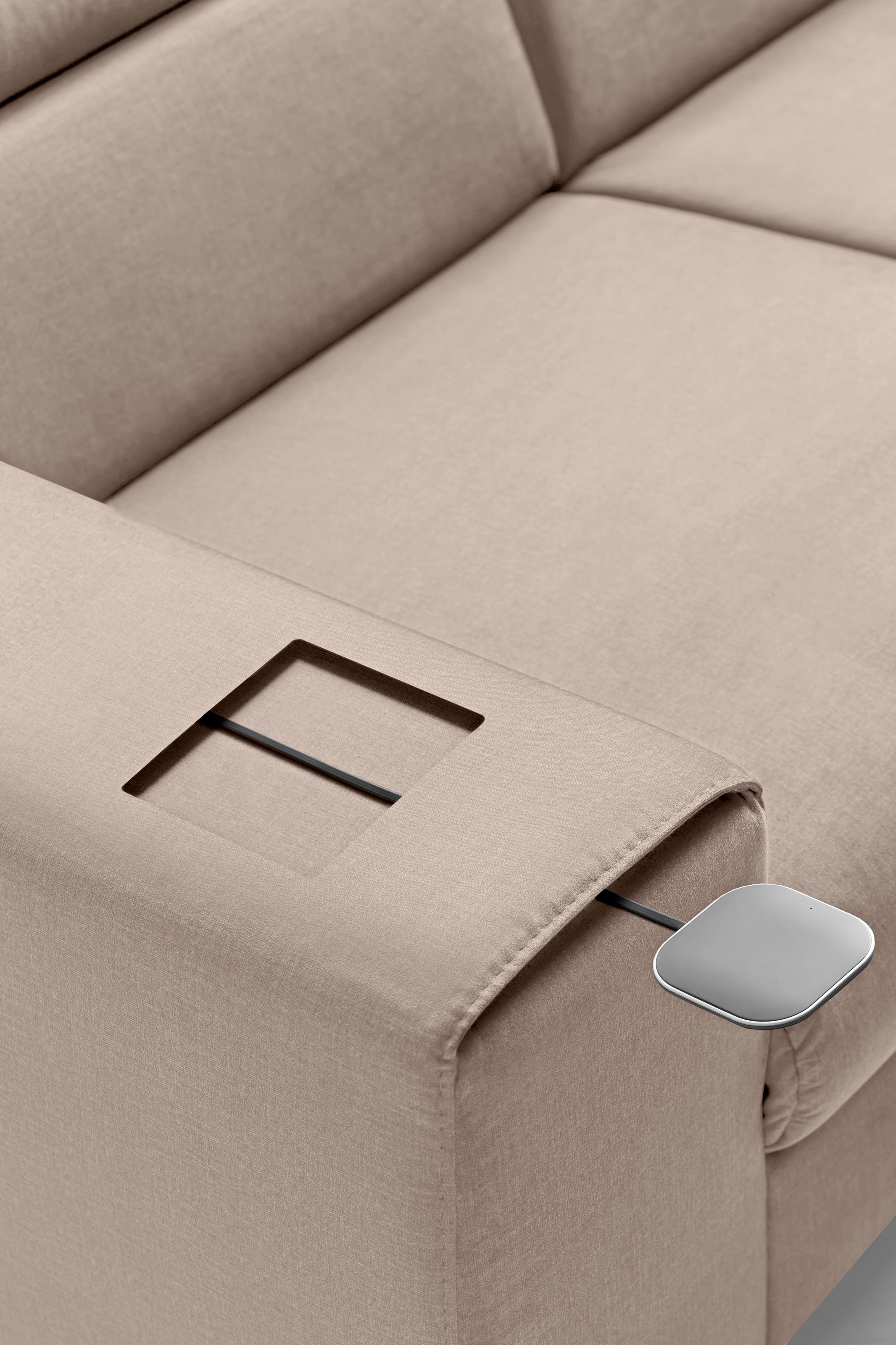 COTTA Polstergarnitur »Morven L-Form«, (Set), Set bestehend aus: Ecksofa mit Kopfteilverstellung & Hocker