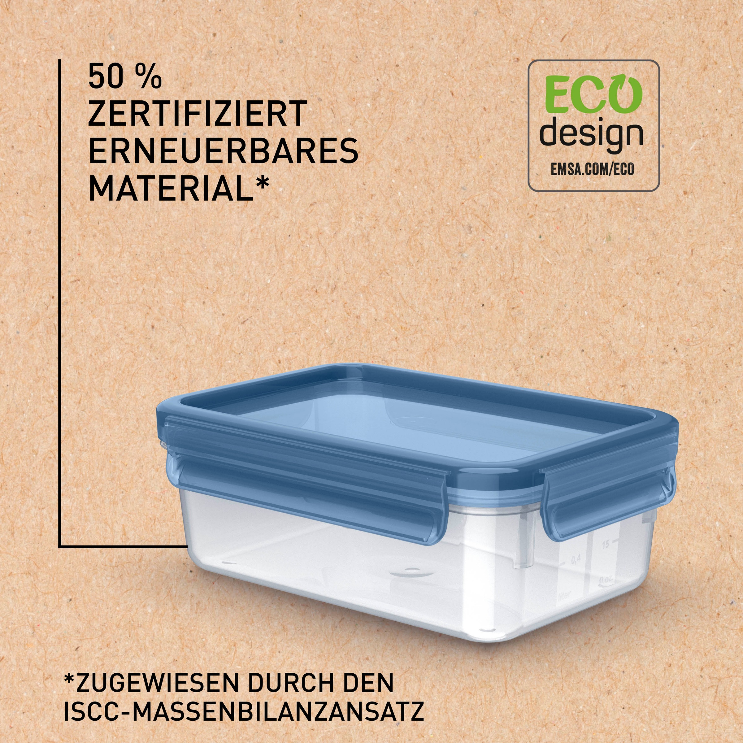 Emsa Frischhaltedose »Clip & Close Eco«, (2 tlg.), 1 L, rechteckig, Öko-Design, dicht, hygienisch, spülmaschinenfest