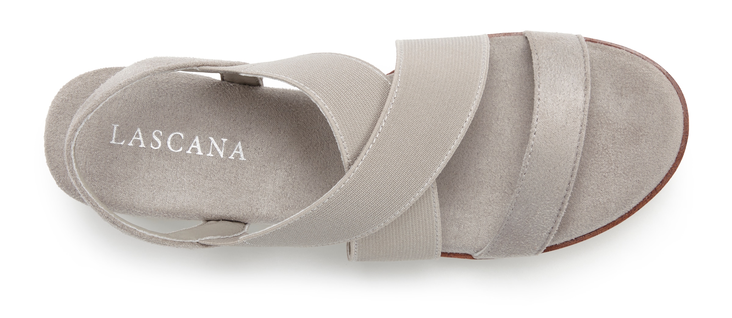 LASCANA Sandalette »Sommerschuh«, Sandale, Sommerschuh mit Keilabsatz und elastischen Riemen VEGAN