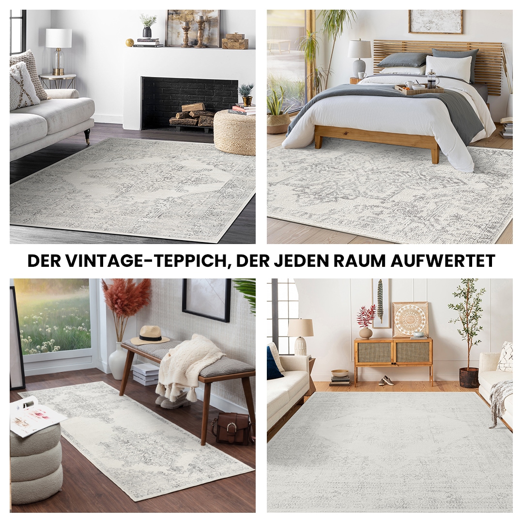 Livabliss Teppich »KOTA« rechteckig 9 mm Höhe Vintage Orientteppich, Kurzflor Boho Wohnzimmerteppich, Läufer