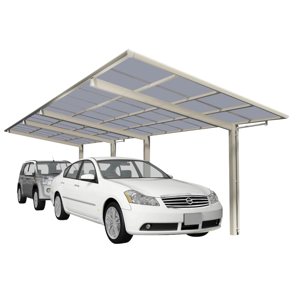 Ximax Doppelcarport »Linea Typ 60 Tandem-Edelstahl-Look«, Aluminium, 257 cm, edelstahlfarben