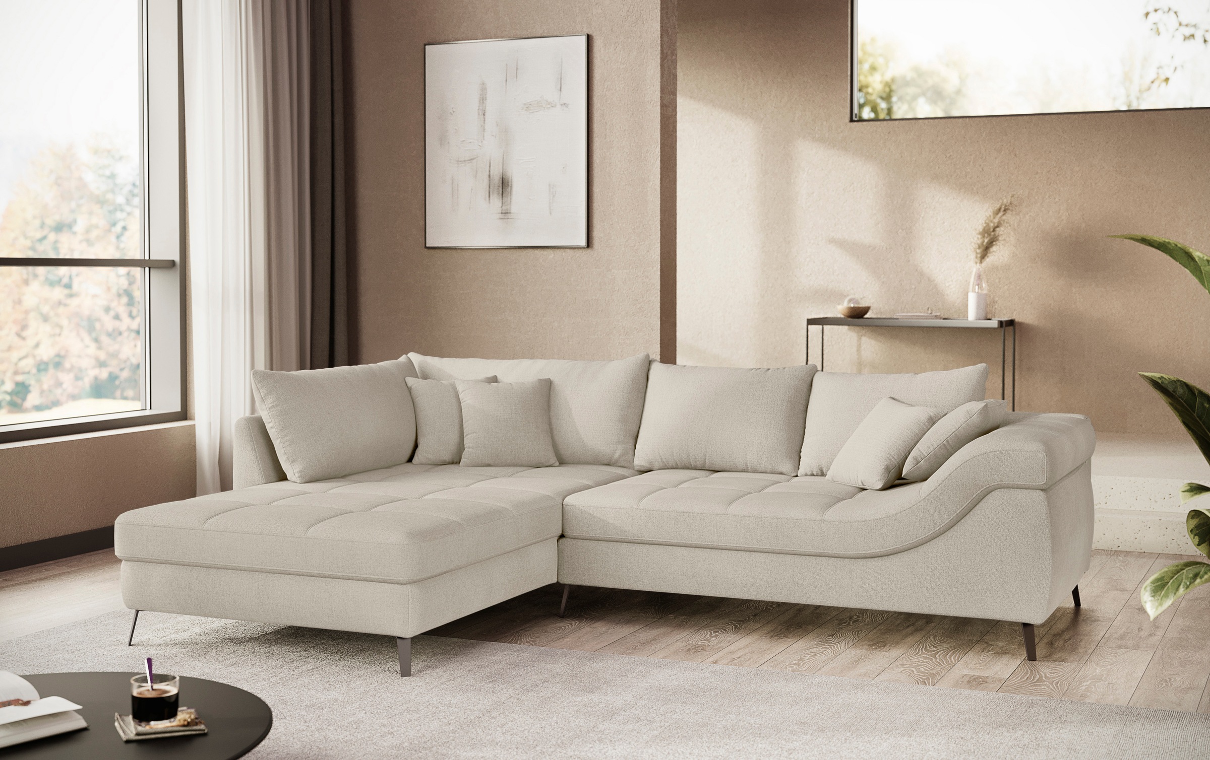 Mr. Couch Ecksofa »Portofino L-Form«, 4 Bezugsqualitäten, 13,5 cm hohe Meta günstig online kaufen