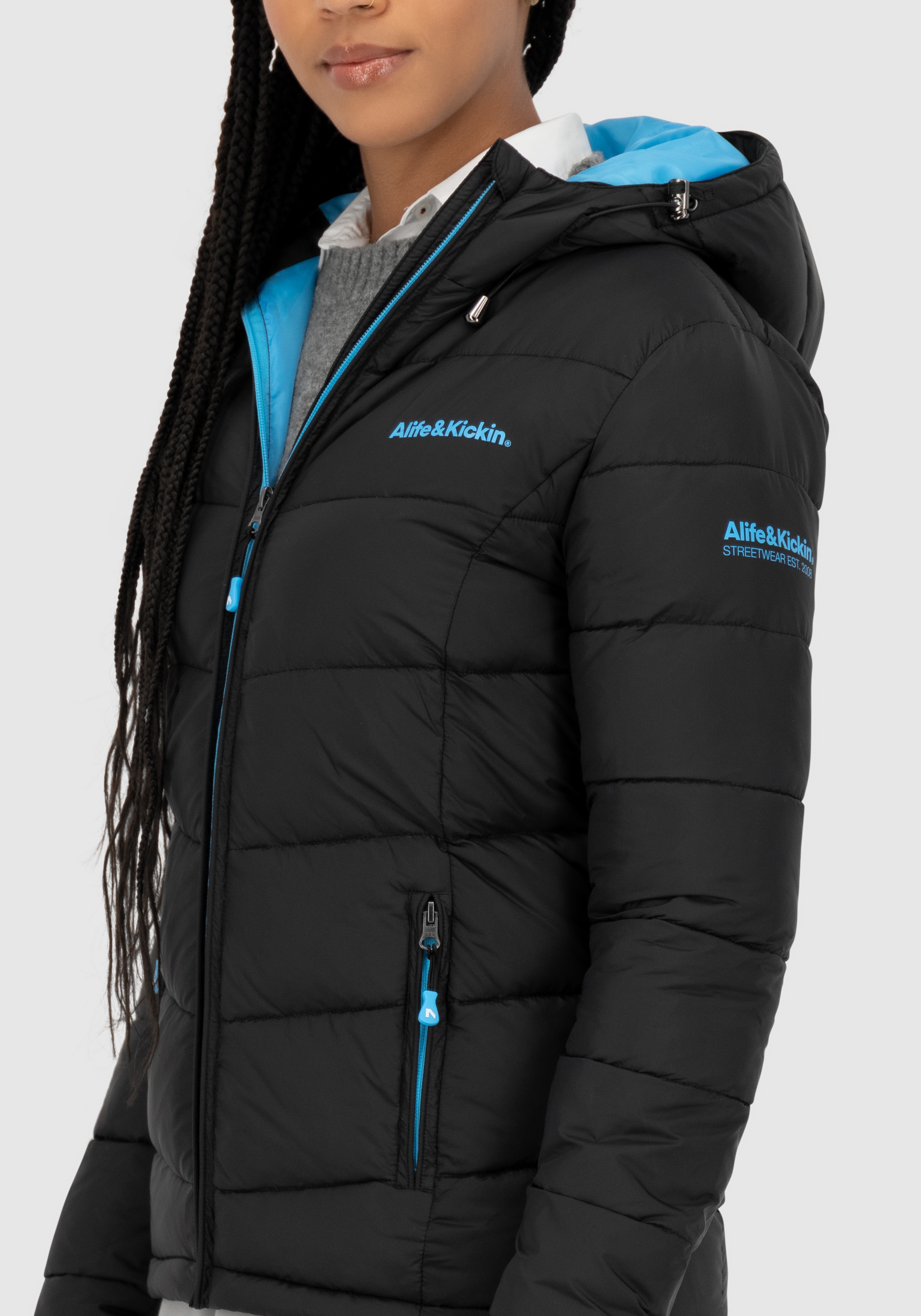 Alife & Kickin Steppjacke »AndriaAK« mit Kapuze leichte, taillierte Übergangsjacke mit breiter Steppung und Kapuze
