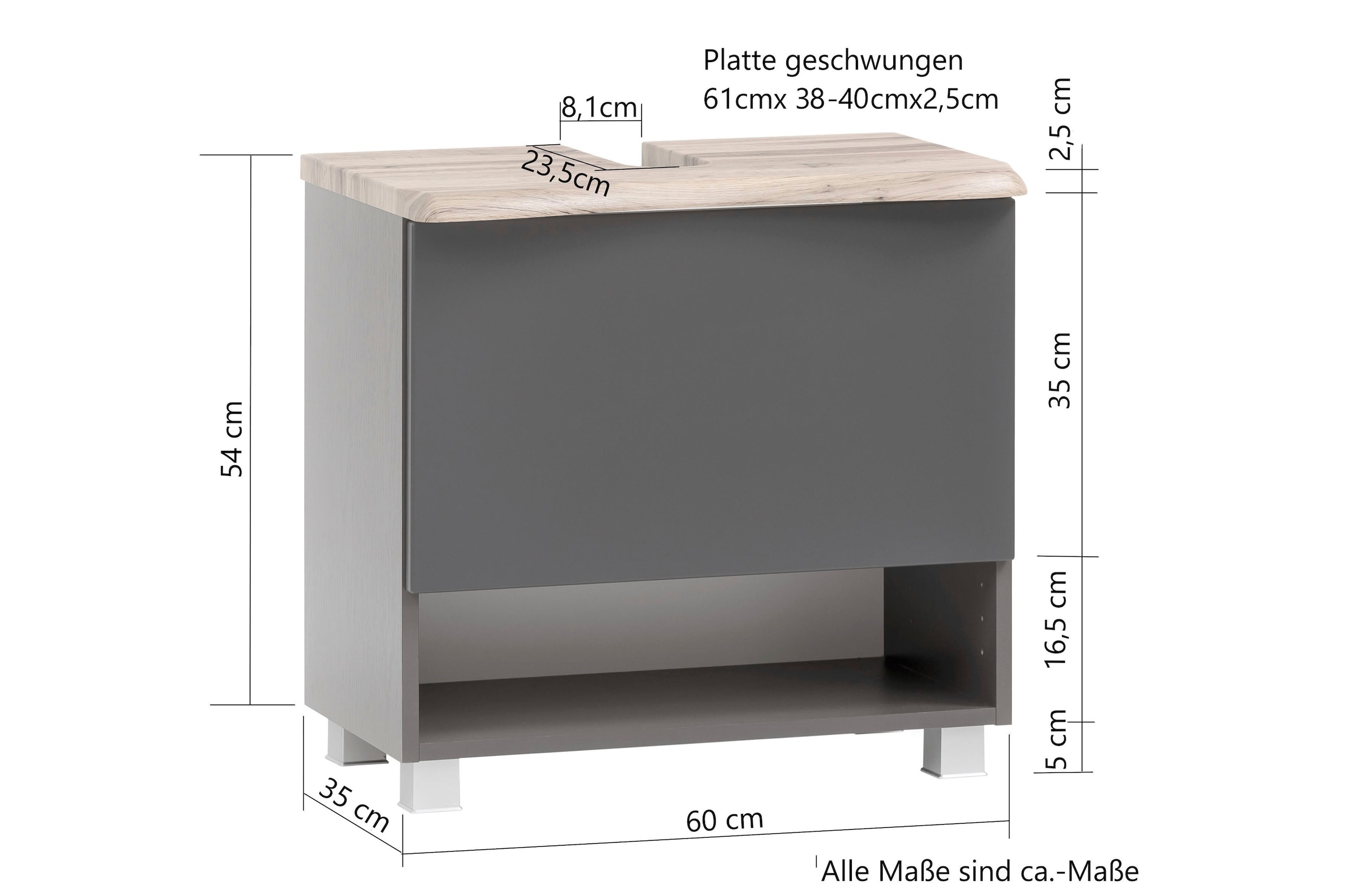 HELD MÖBEL Waschbeckenunterschrank »Stubach«, Bad Schrank, Abdeckplatte mit  Baumkante, Breite 60 cm auf Rechnung kaufen