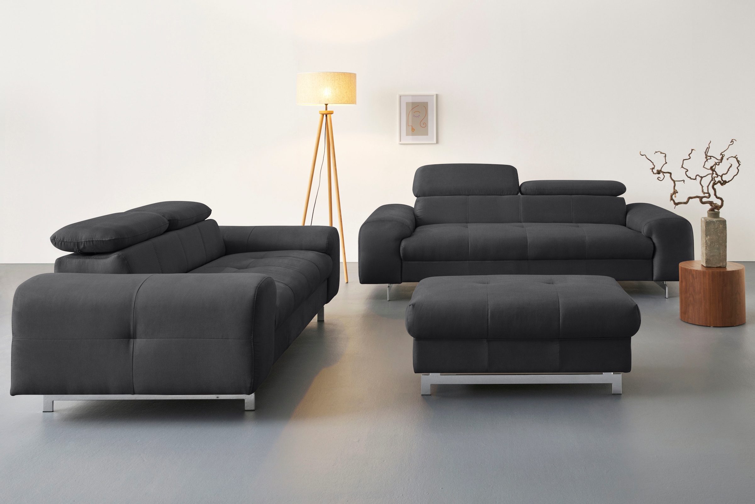 COTTA 2-Sitzer »Chef«, Big-Sofa mit Kopfteilverstellung, edle Metallkufen