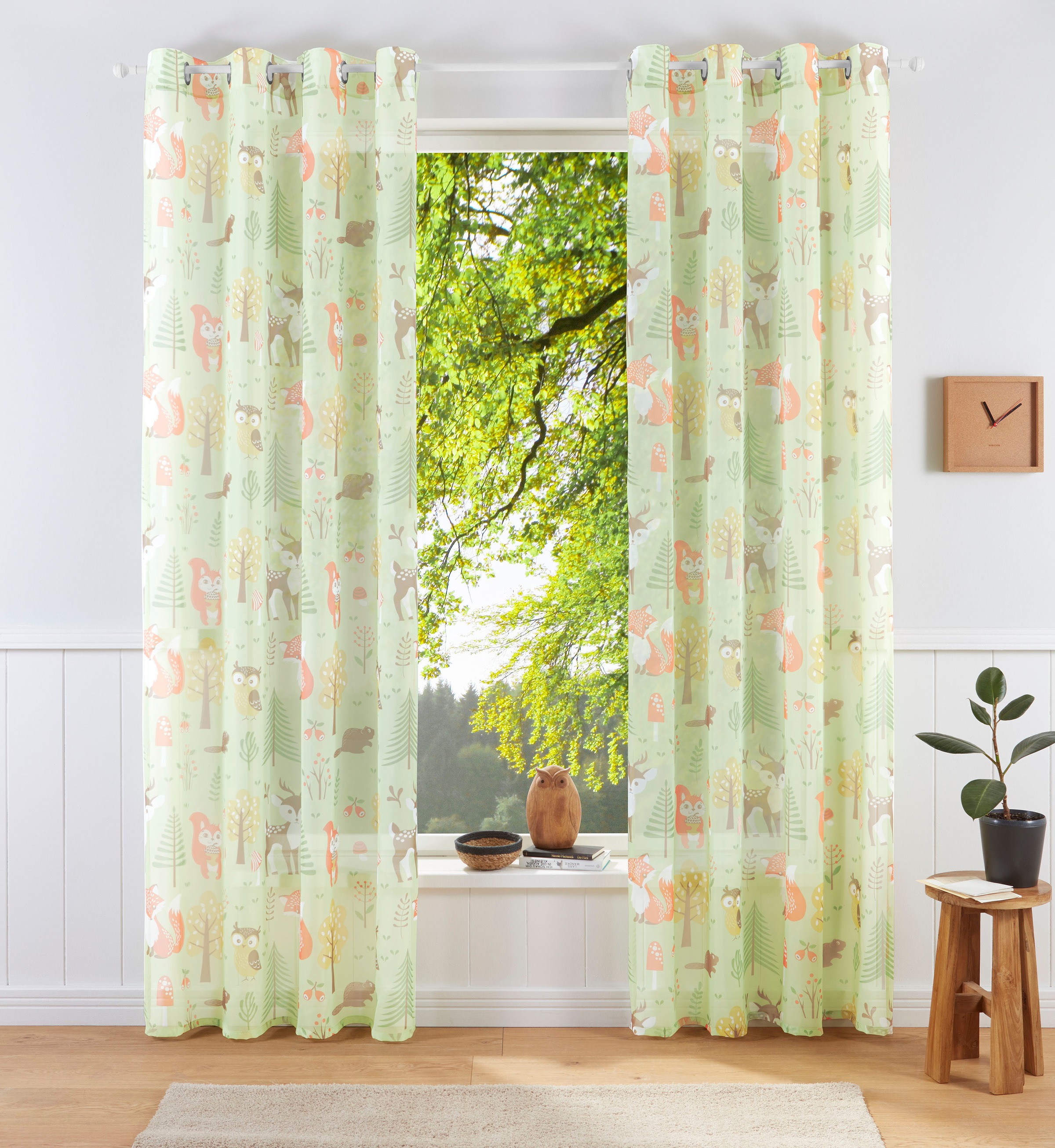 my home Gardine »Waldtiere« Ösen 1 Stk. tlg. bedruckte Kindergardine, versc günstig online kaufen