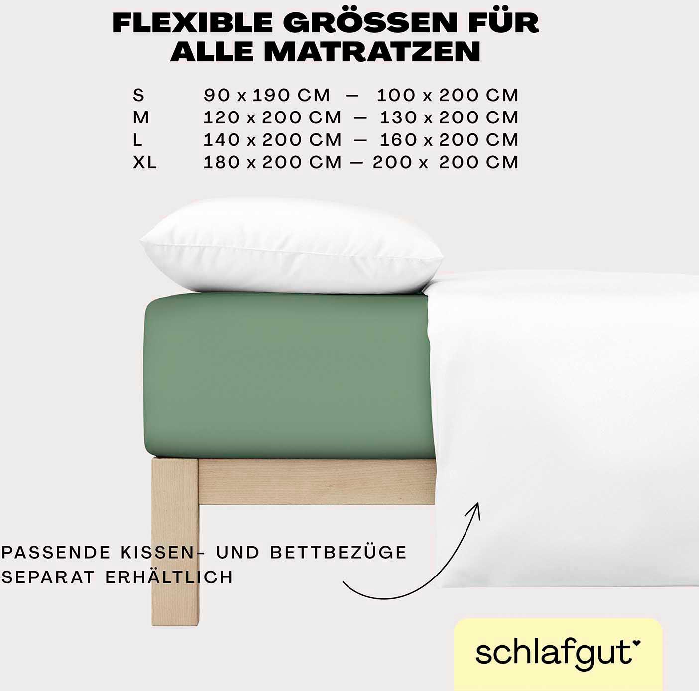 Schlafgut Spannbettlaken »EASY aus 100% Baumwolle, weich & saugfähig, Marken-Bettlaken«, für Matratzen bis 22 cm Höhe, in 90x200, 140x200 oder 180x200 cm