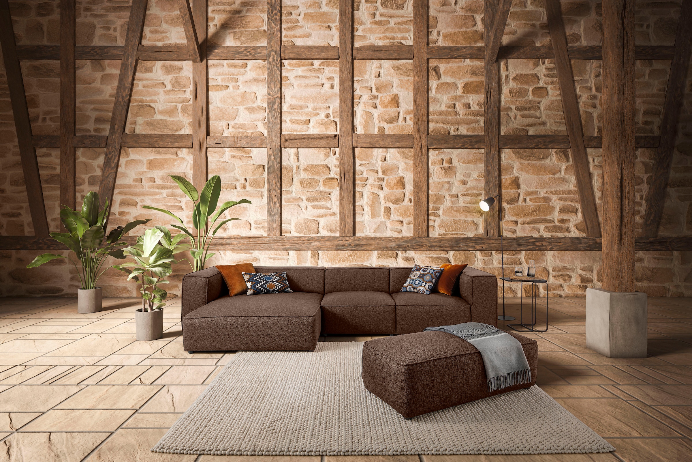 W.SCHILLIG Ecksofa »around-the-block«, mit eleganter Biese, mit Federkern, günstig online kaufen