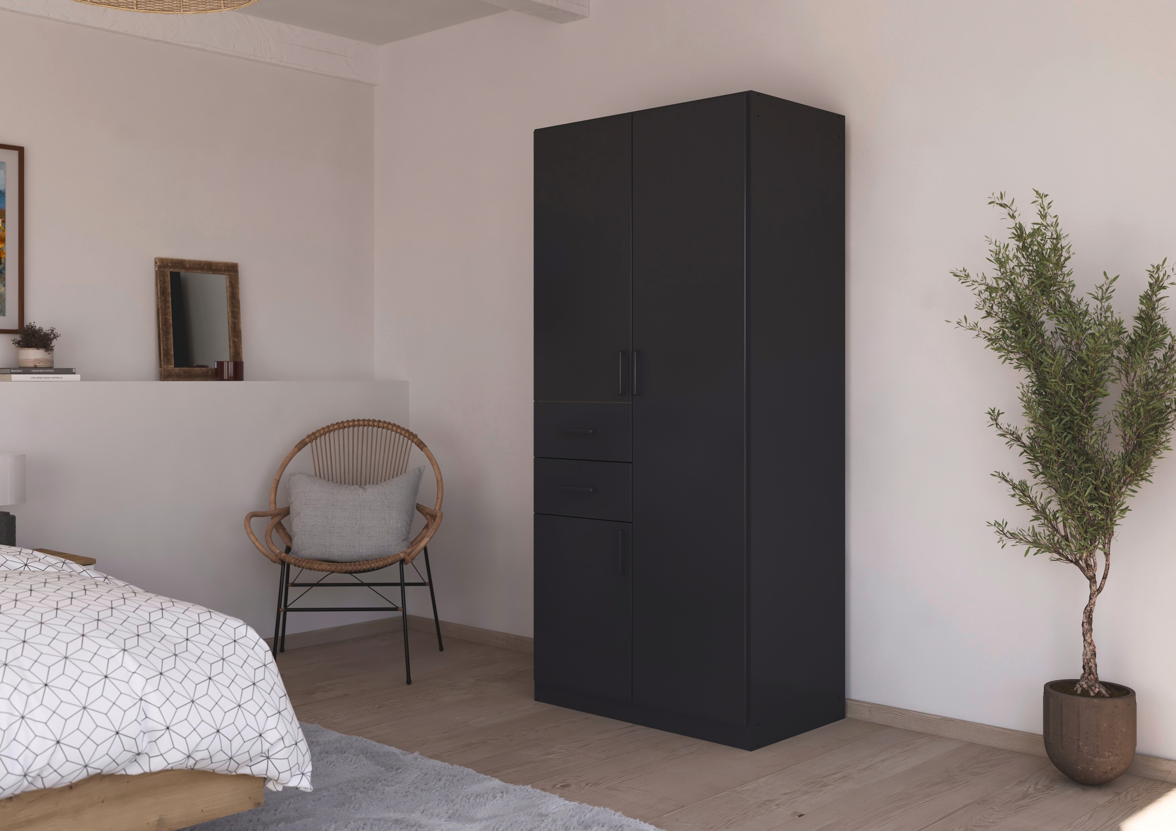 rauch Drehtürenschrank »Kleiderschrank Schrank Garderobe MAIKA mit Dekor-Front« 2 Schubladen, in verschiedenen Breiten, Höhen, Farben, MADE IN GERMANY