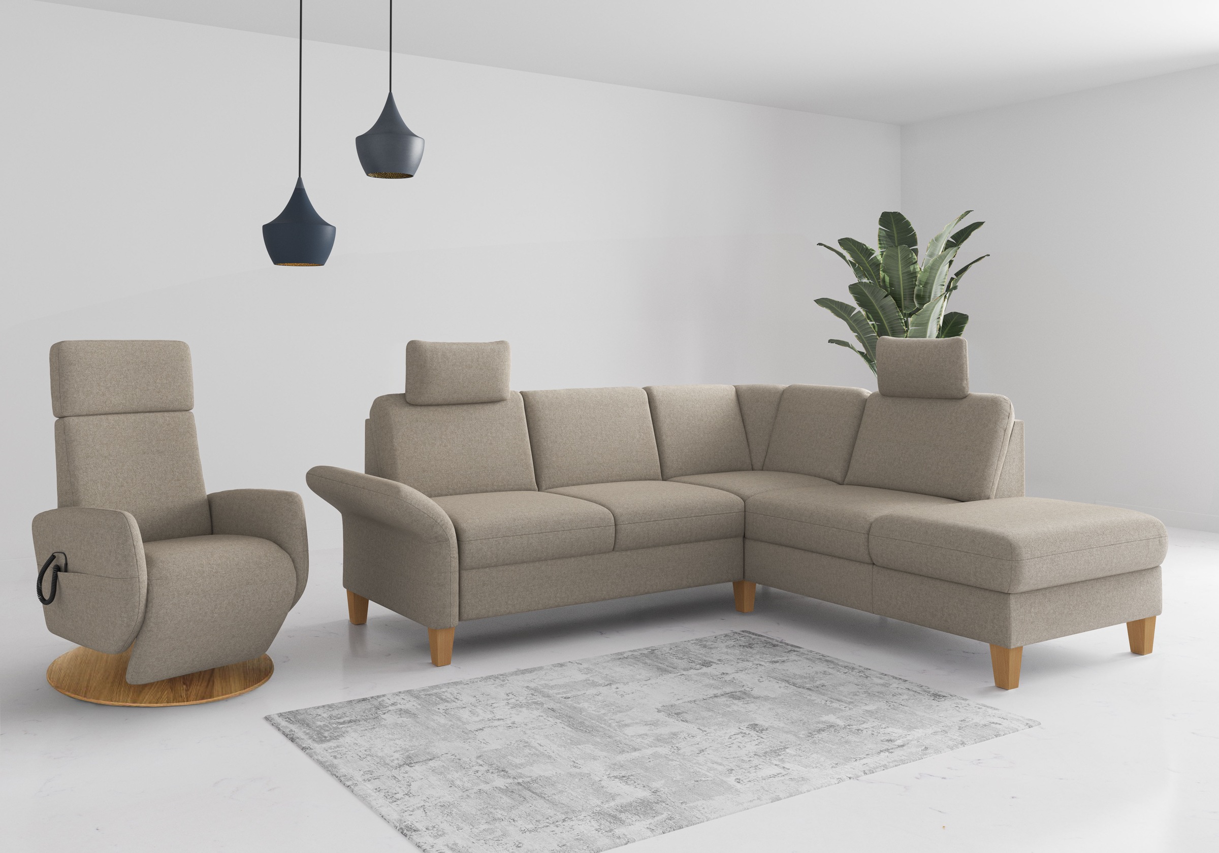 Home affaire Ecksofa »Rochelle«, wahlweise mit Armlverstellung, Klappbett mit Rollen & Bettkasten