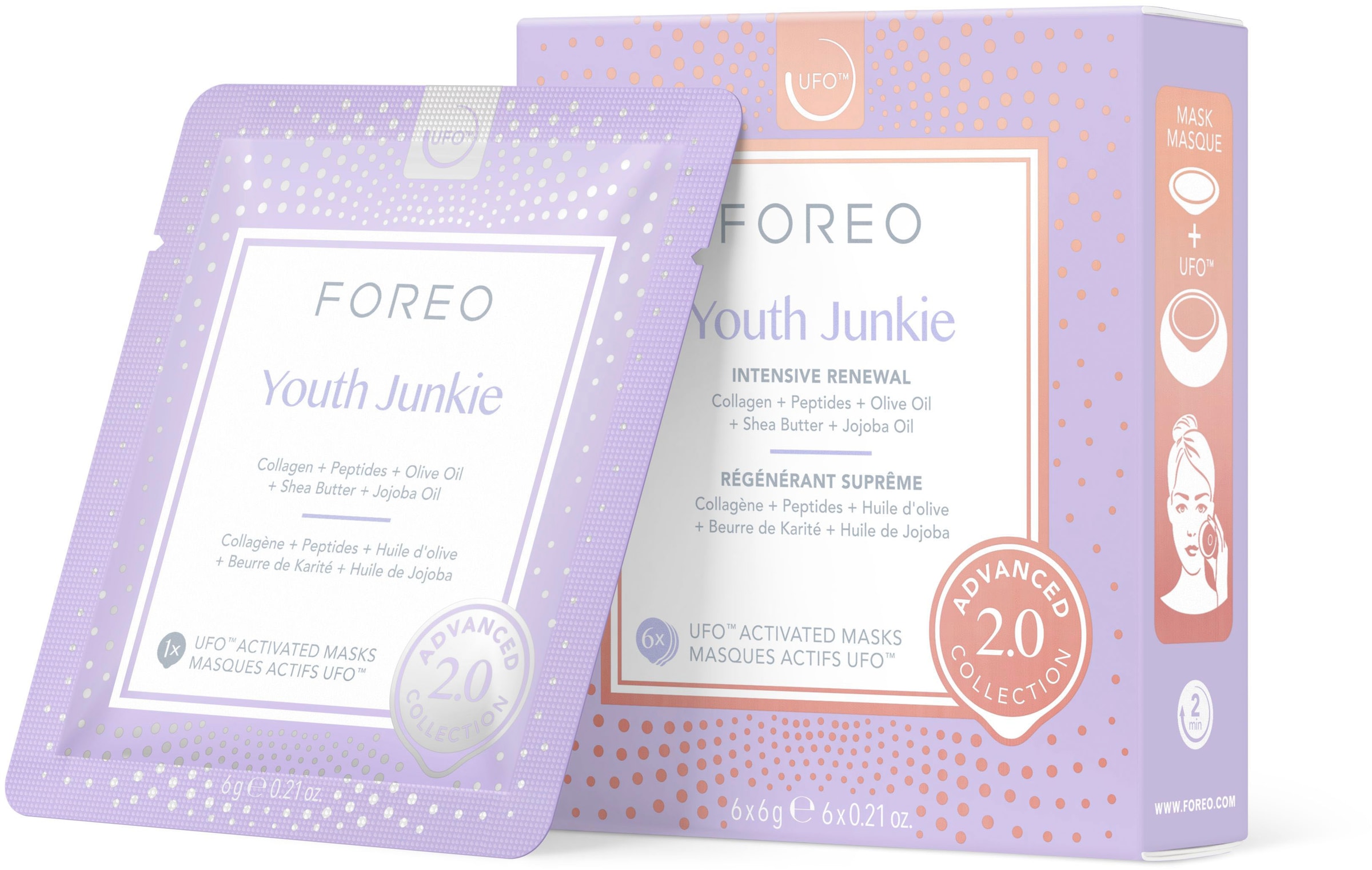 FOREO Gesichtsmaske »UFO™ Mask Youth komptibel 2.0«, Junkie mini online tlg.), & kaufen UFO™ mit 6 (Packung, UFO™