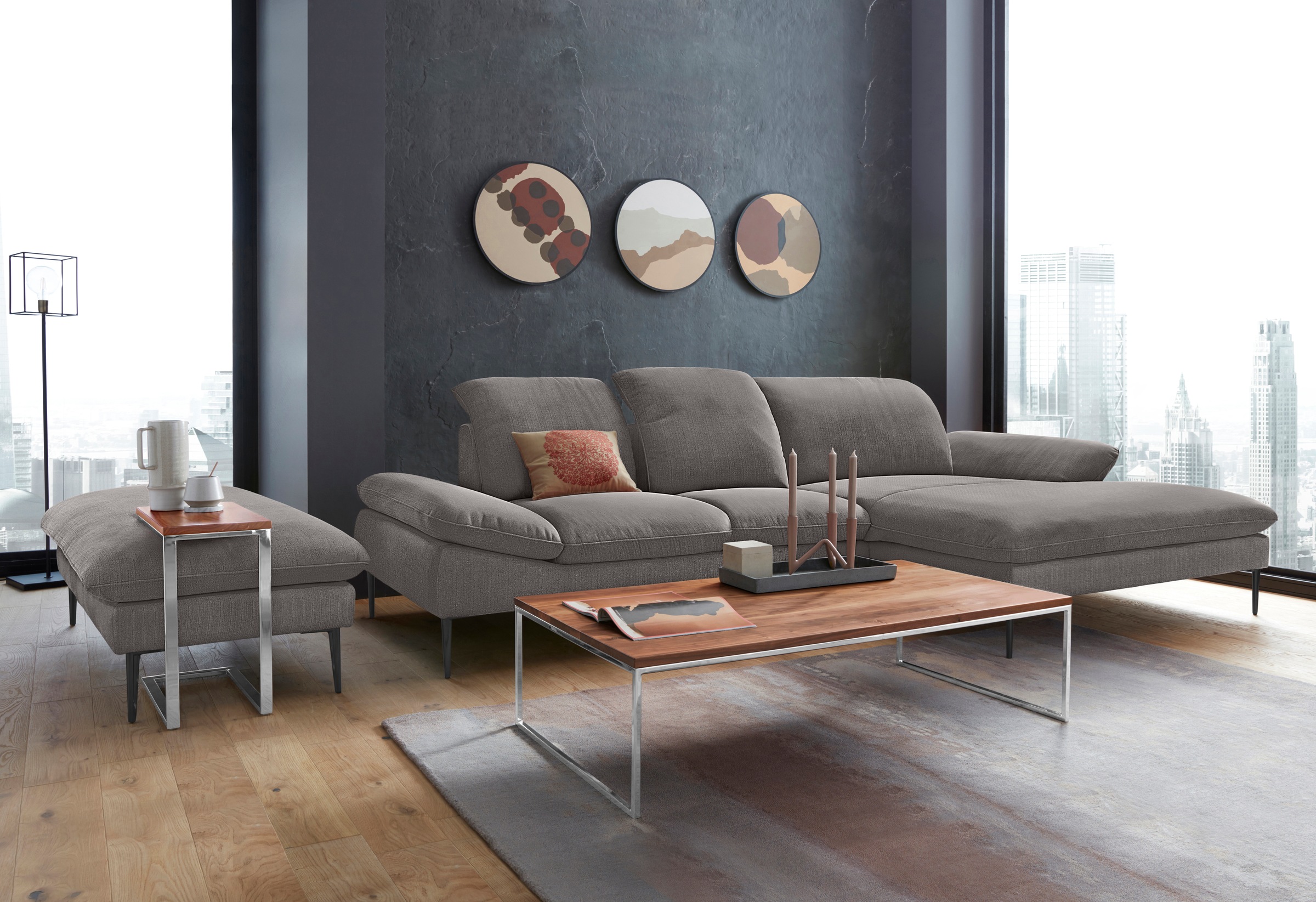 W.SCHILLIG Ecksofa »enjoy&MORE, Designsofa, elegant und bequem, L-Form«, Sitztiefenverstellung, Füße schwarz pulverbeschichtet, Breite 310 cm