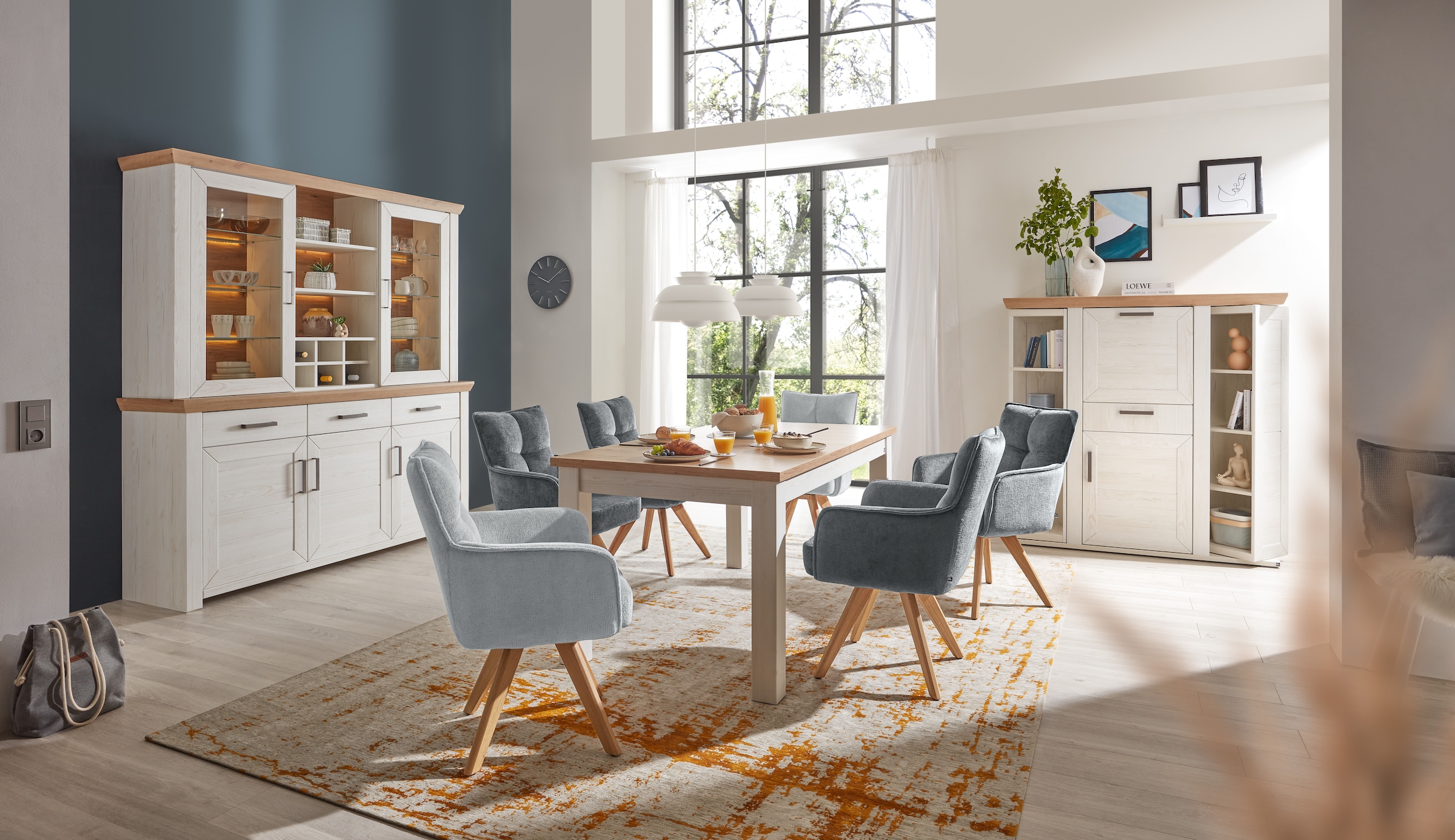 set one by Musterring Armlehnstuhl »Tucson« (Set) 2er-Set, drehbar mit Rückholfunktion, Stativgestell aus Eiche massiv