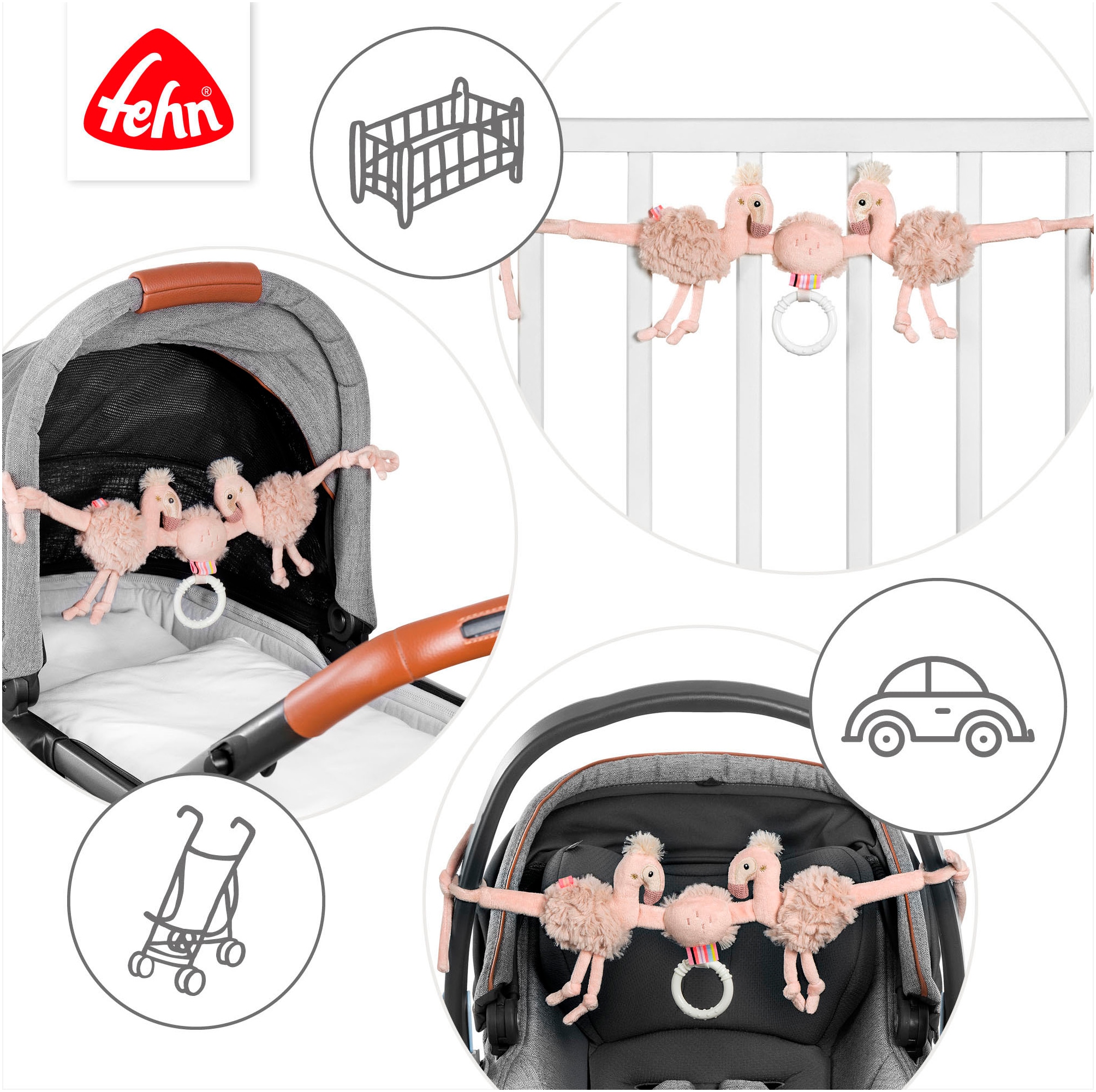 Fehn Kinderwagenkette »Lazy, Crazy & Pink, Kinderwagenkette Flamingo«