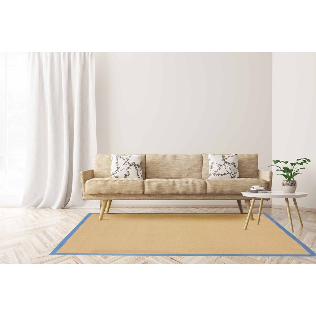 carpetfine Sisalteppich »Sisal«, rechteckig, mit farbiger Bordüre, Anti Rutsch Rückseite