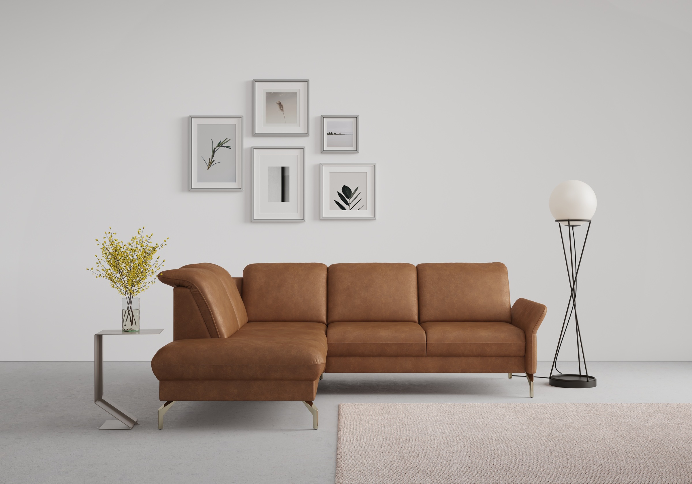 sit&more Ecksofa »Fashion L-Form«, wahlweise mit Kopfteilverstellung, Vorziehsitz, motorisch, Nickelfüße