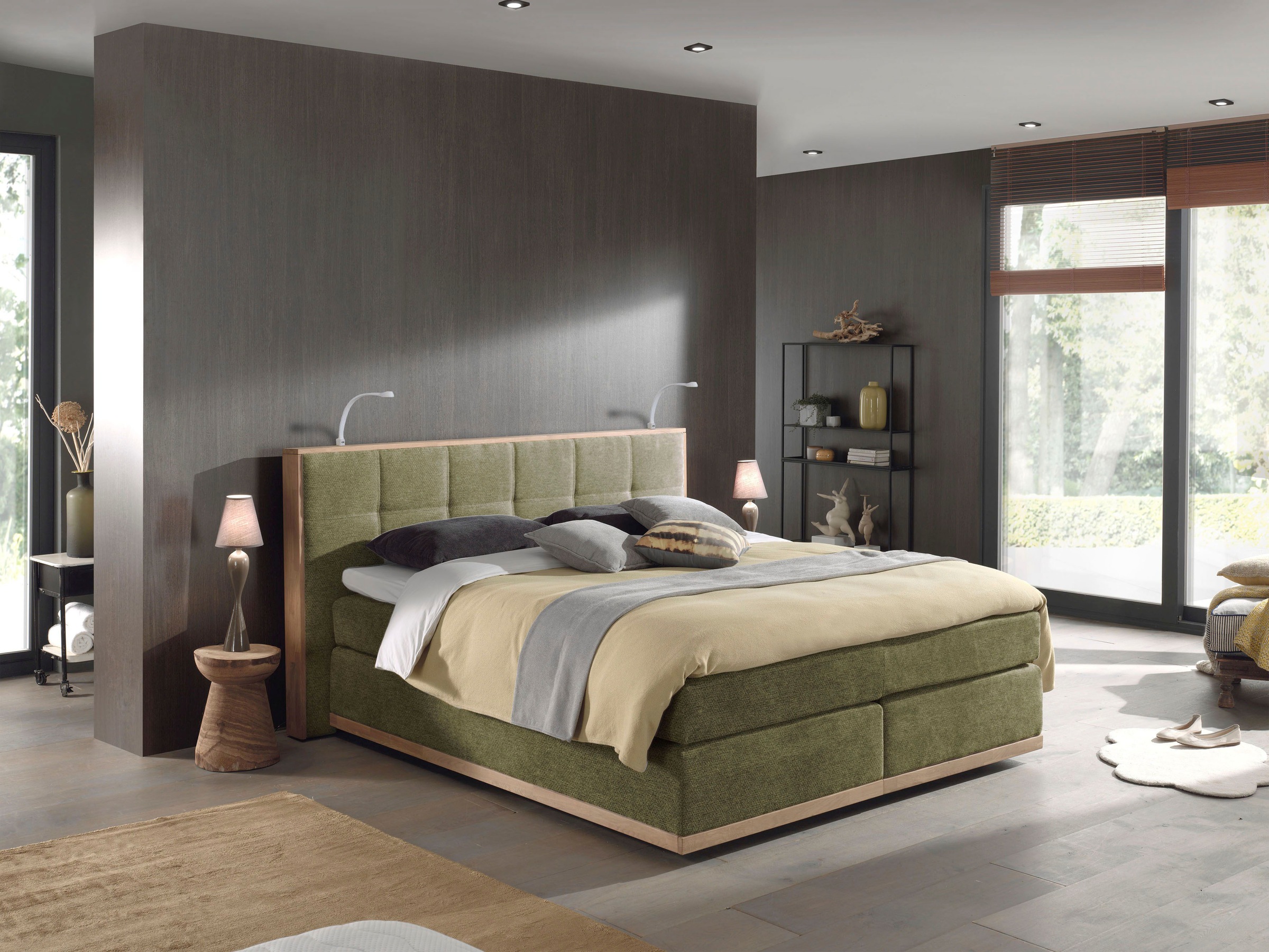 Home affaire Boxspringbett »Vinton« aus Eiche, mit LED-Beleuchtung, verschiedene Härtegrade (auch H4)