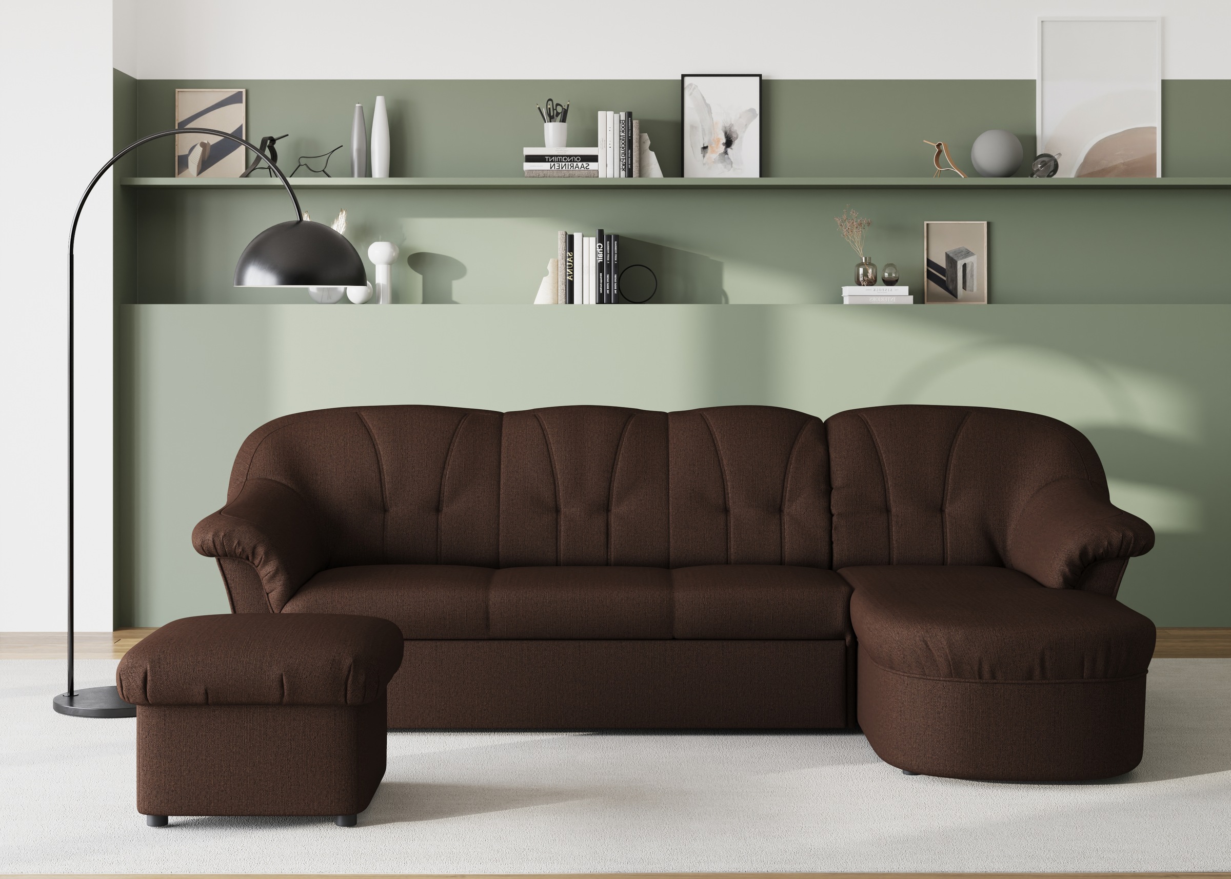DOMO collection Ecksofa "Pegnitz, elegante Rückensteppung, kompakte Stellma günstig online kaufen
