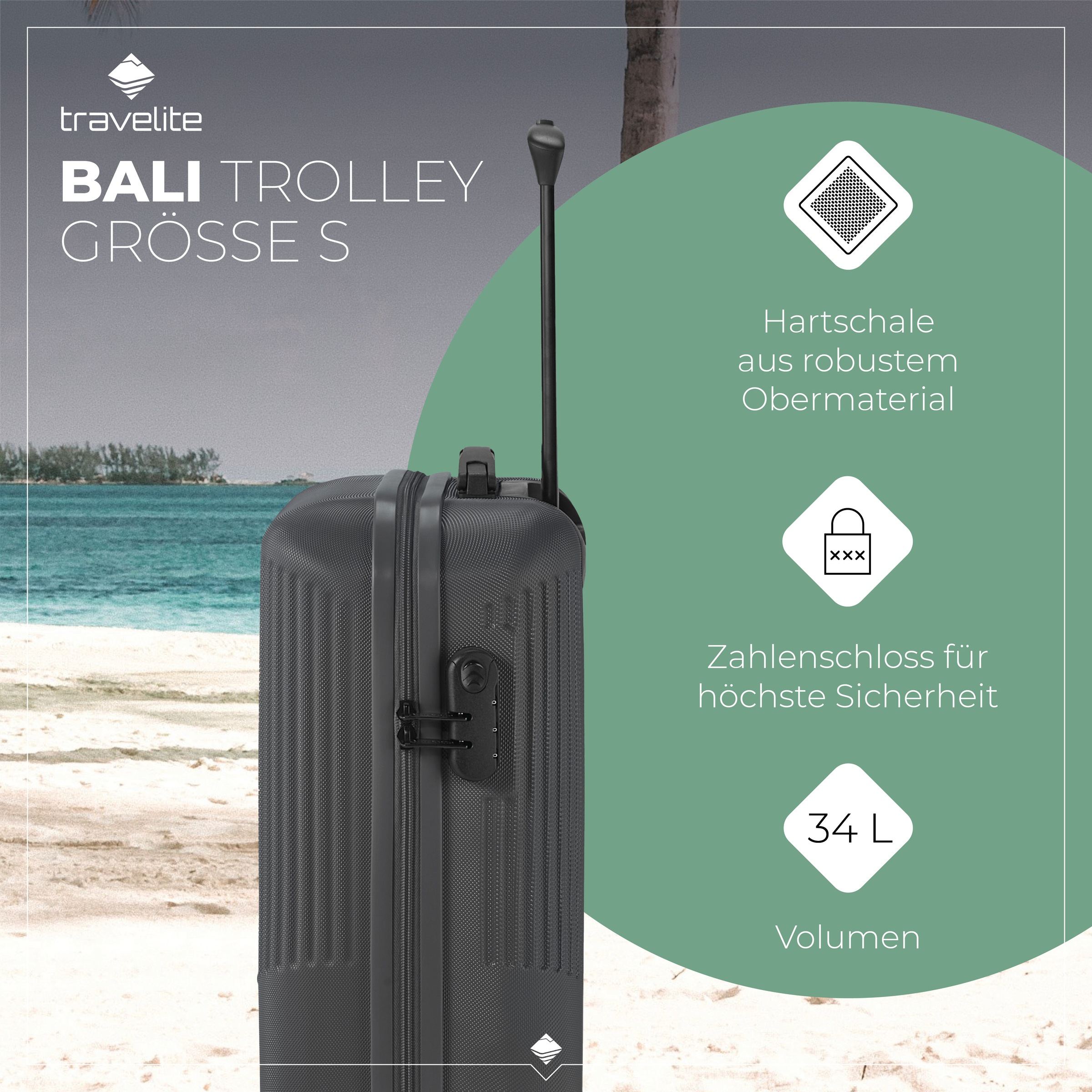 travelite Hartschalen-Trolley »BALI, in verschiedenen Größen und Farben«, 4 Rollen, Hartschallenkoffer Reisegepäck Reisekoffer TSA Schloss