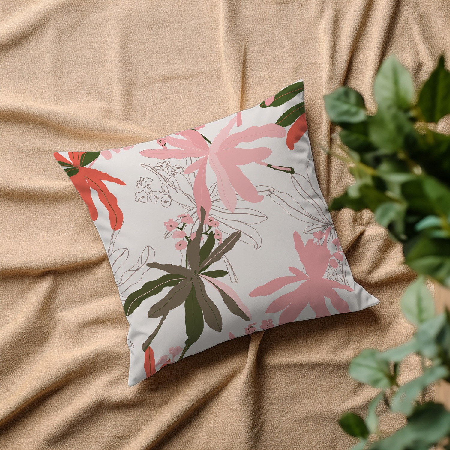 queence Dekokissen »Blumenmuster«, Beidseitig bedruckte Kissenhülle, Kissen günstig online kaufen
