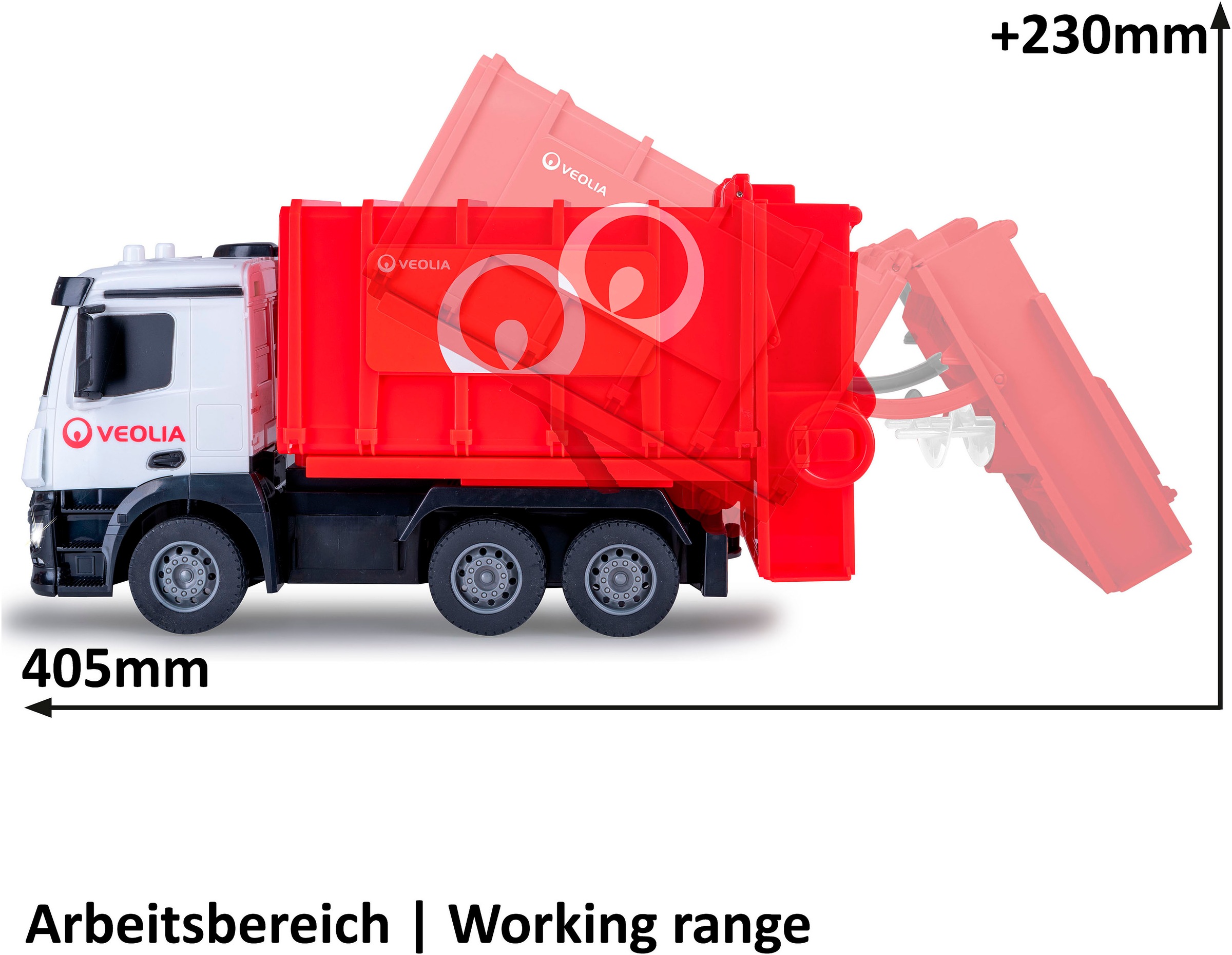 Jamara RC-LKW »Müllwagen Mercedes-Benz Antos 2,4GHz«, LED-Licht vorne; Maßstab 1:26