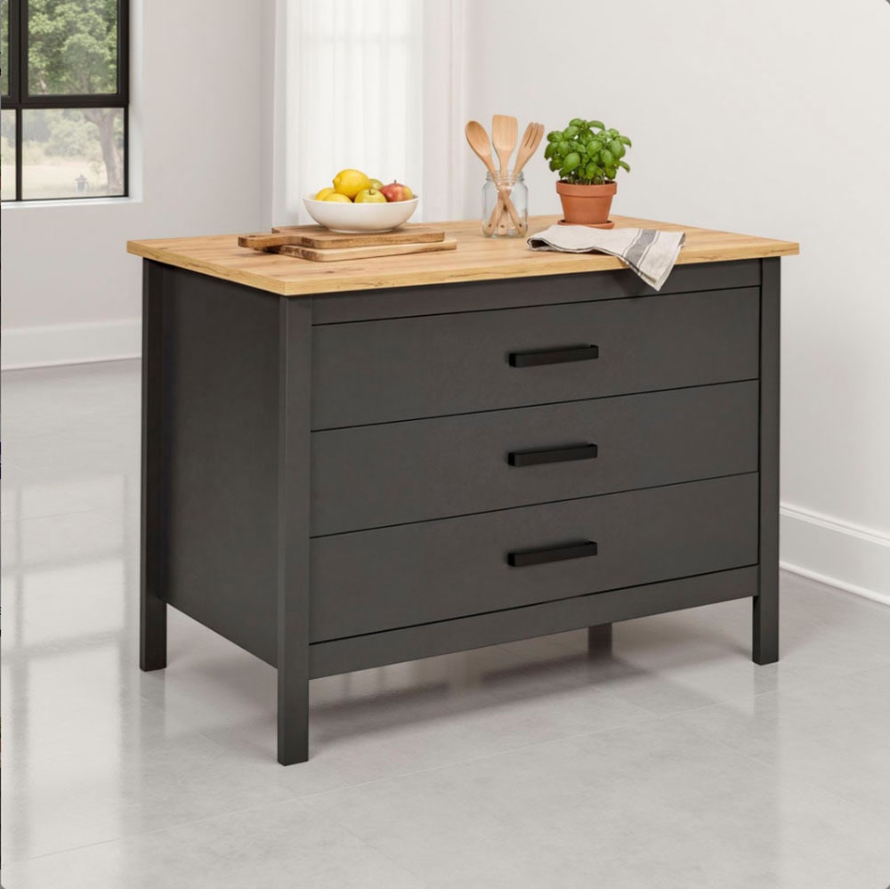 Inter Link Kücheninsel »Piazza Nero« Schubladen, herausnehmbare Regalböden, Soft-Close, 124x75x91 cm