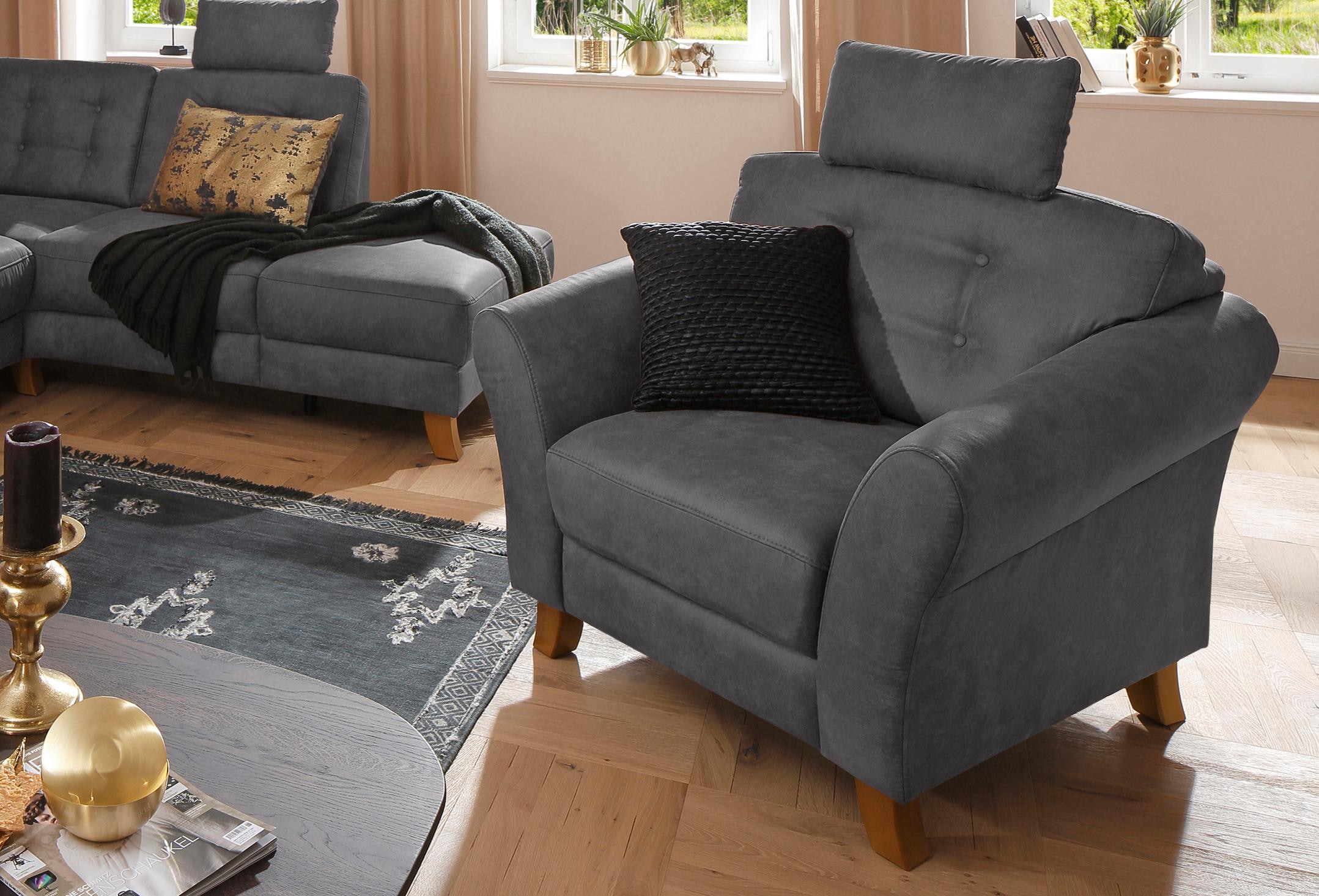 Home affaire Sessel »Trondheim«, mit Federkern, Knopfheftung im Rücken günstig online kaufen
