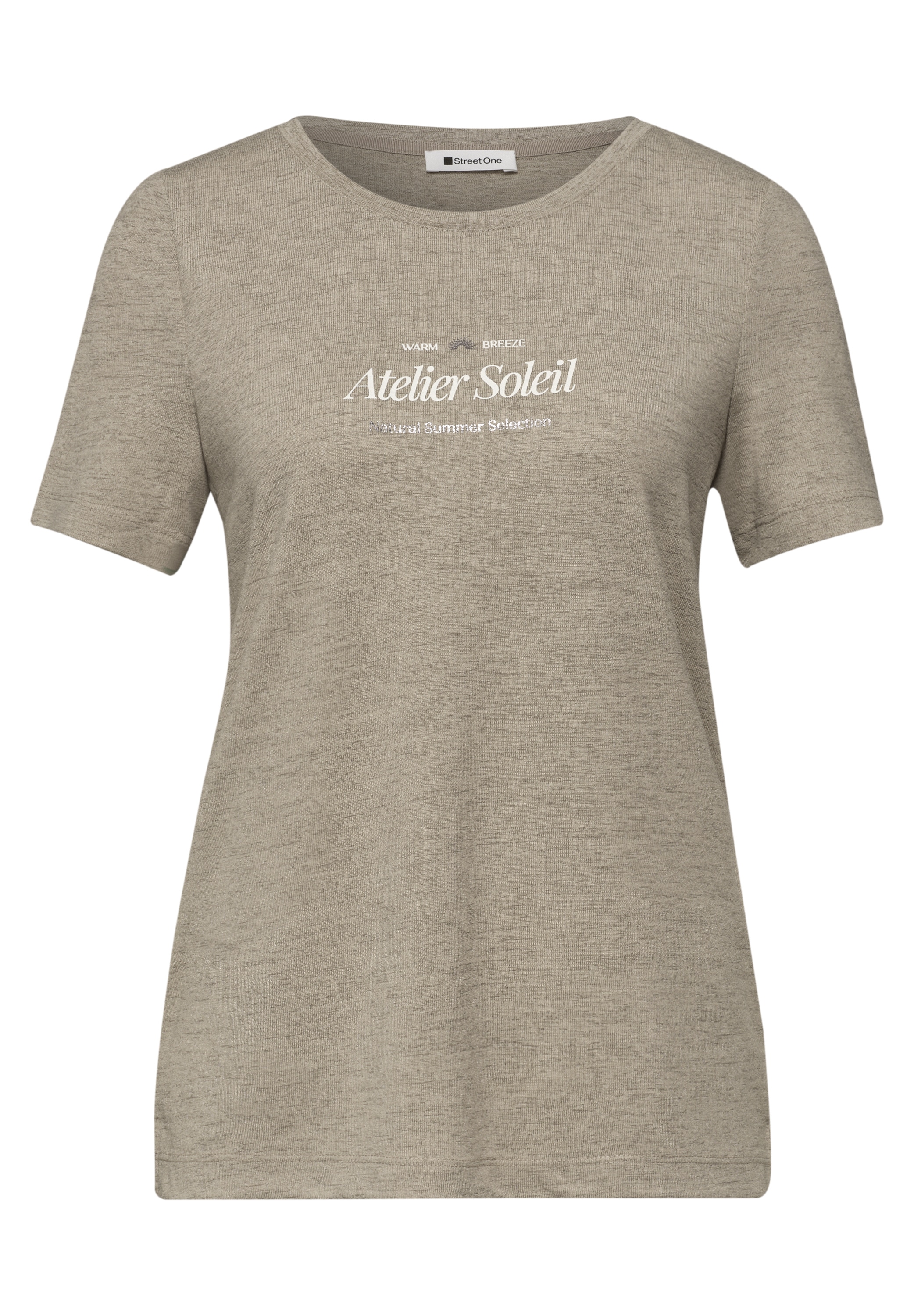 STREET ONE Kurzarmshirt Sommershirt mit Rundhals und Wording