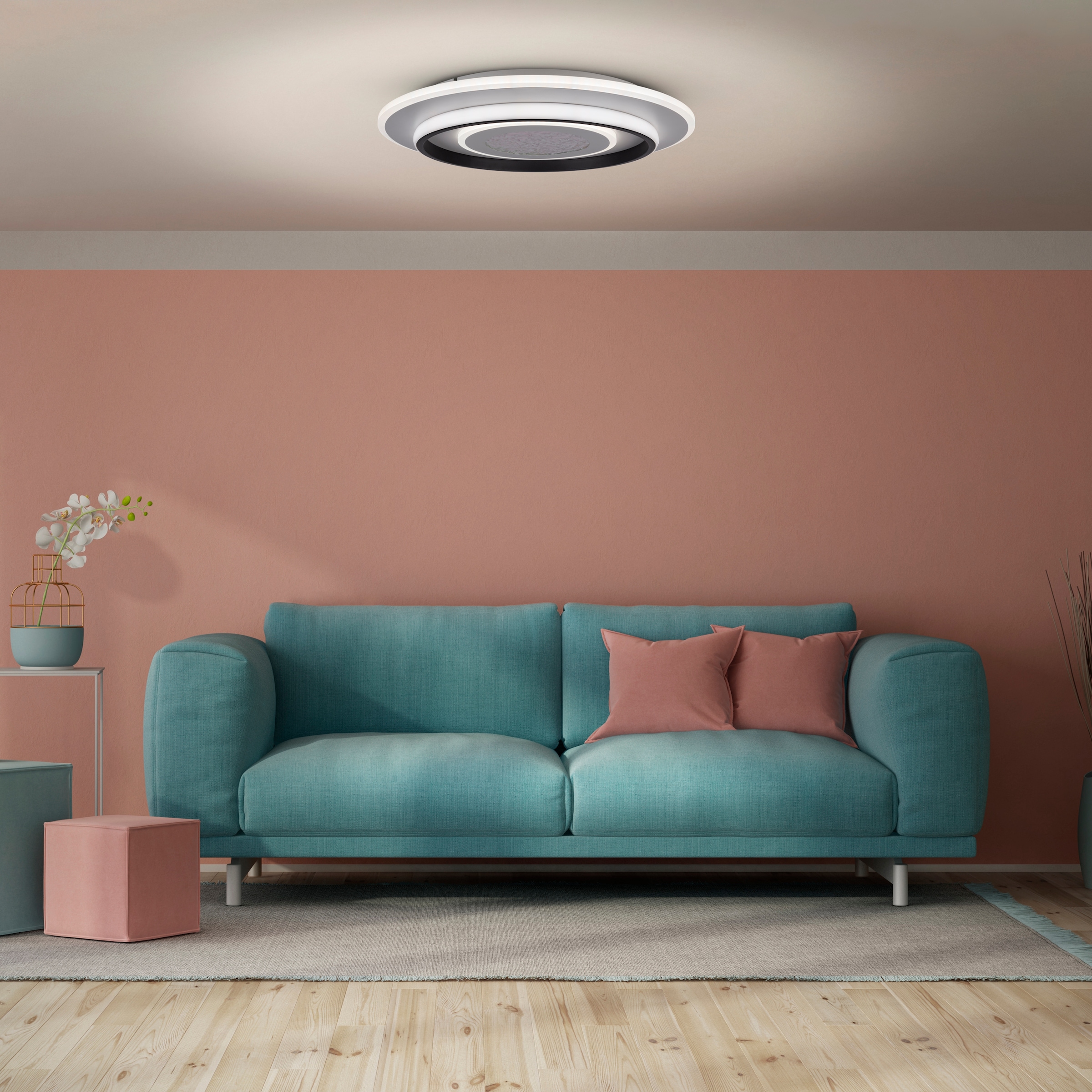 näve LED Deckenleuchte »Stelios« LED-Modul 1 Stk. RGB | warmweiß - kaltweiß dimmbar per IR-Fernbedienung, CCT, RGB, Memory, Nachtlicht, D: 45cm