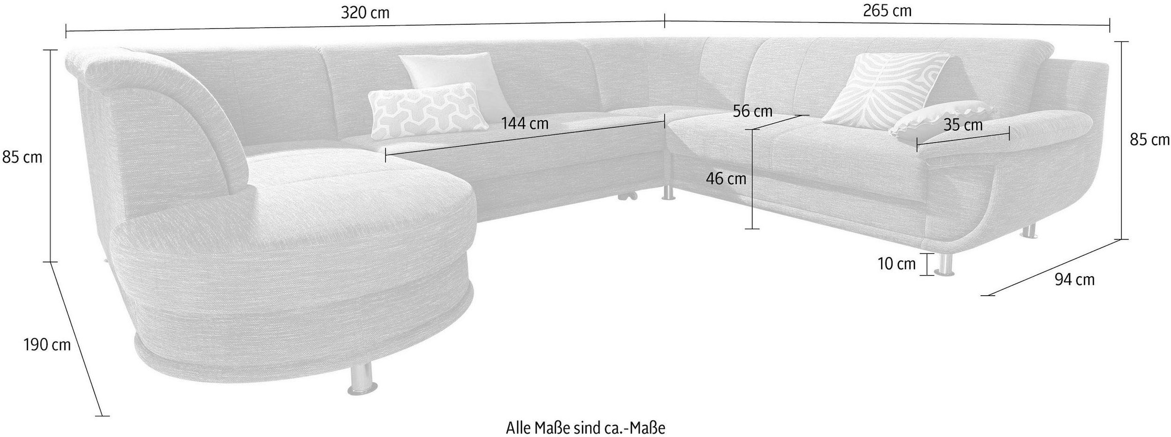 TRENDMANUFAKTUR Wohnlandschaft »Rondo, U-Form«, inkl.Federkern, wahlweise mit Bettfunktion