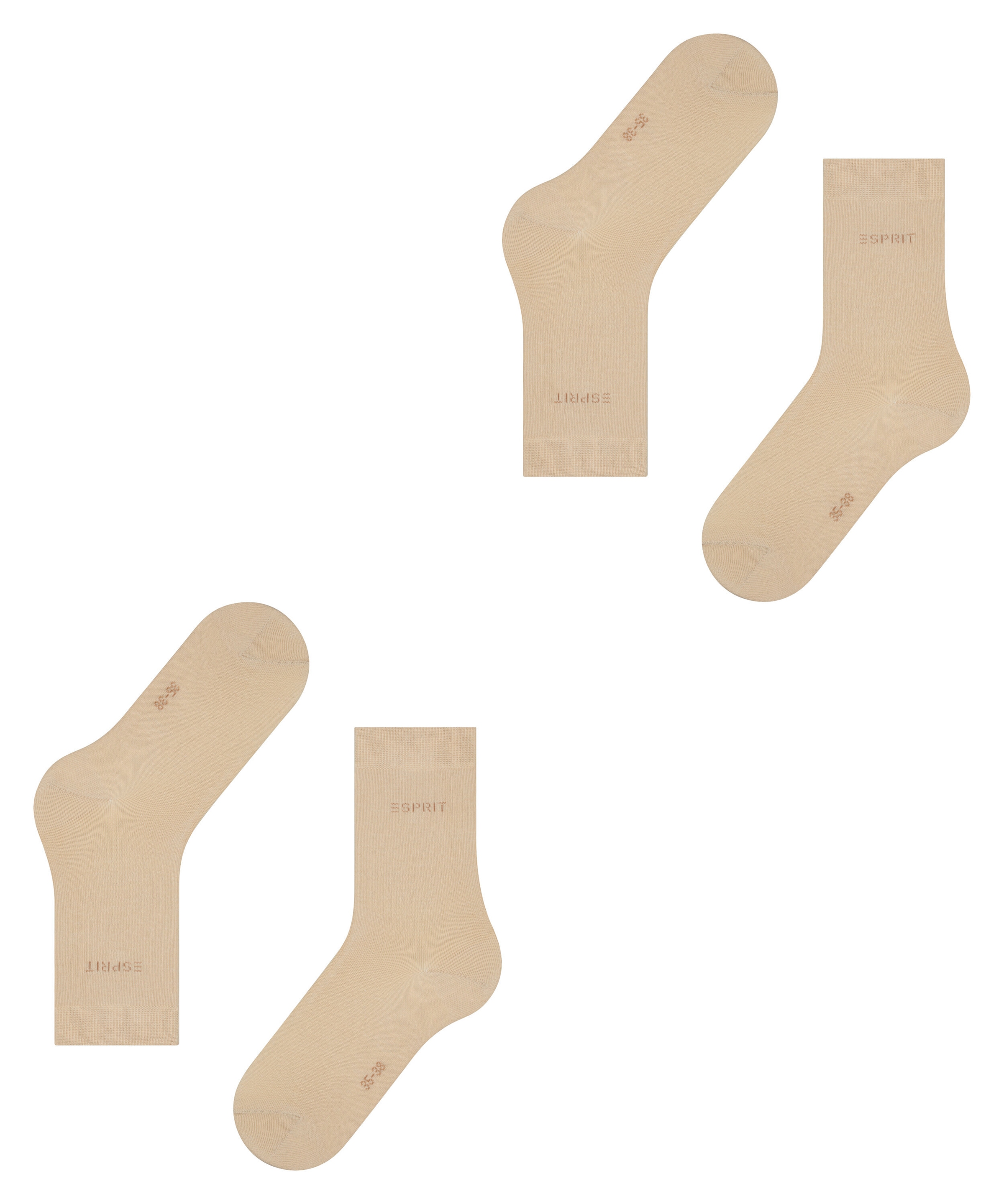 Esprit Socken »Uni«, (2 Paar), geripptes Bündchen