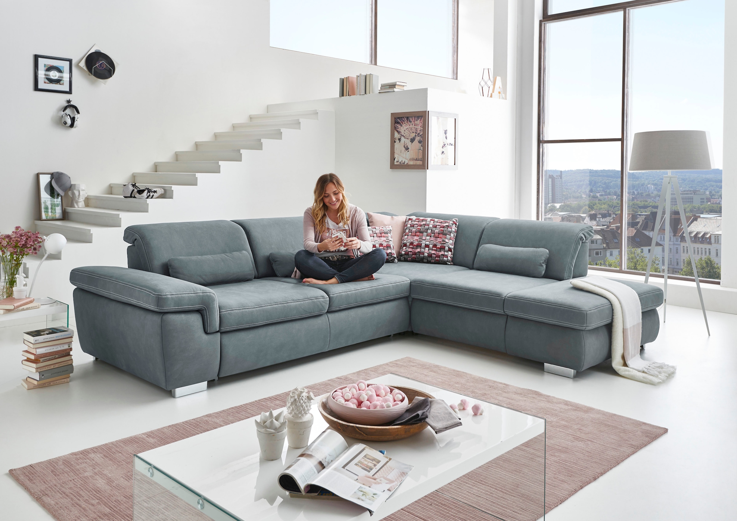 Die PlanBar Ecksofa »MP-IN17041 L-Form, Breite 320 cm« mit Sitztiefenverstellung, optional Kopfteilverstellung & Bettfunktion