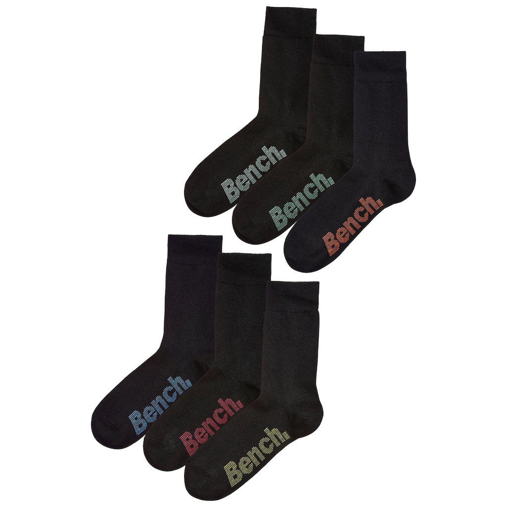 Bench. Socken, (Box, 6 Paar), mit verschiedenfarbigen Logos