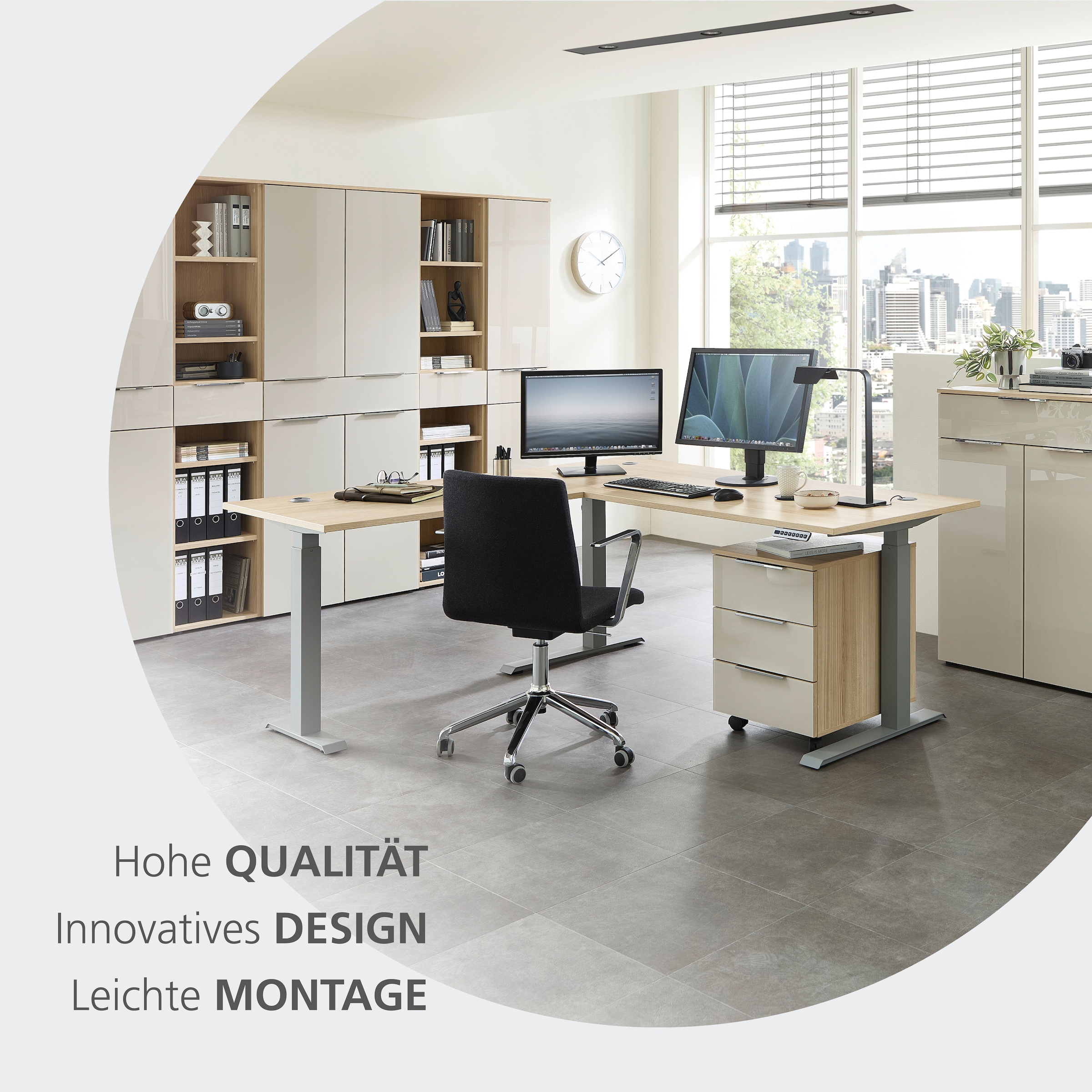 Innostyle Aktenschrank »Büroschrank Santorin, 40/198/38 cm ( B/H/T)« 1 Stk. tlg. 1 Tür links/rechts verwendbar, Softclose, Klarglas, ABS Schutzkante