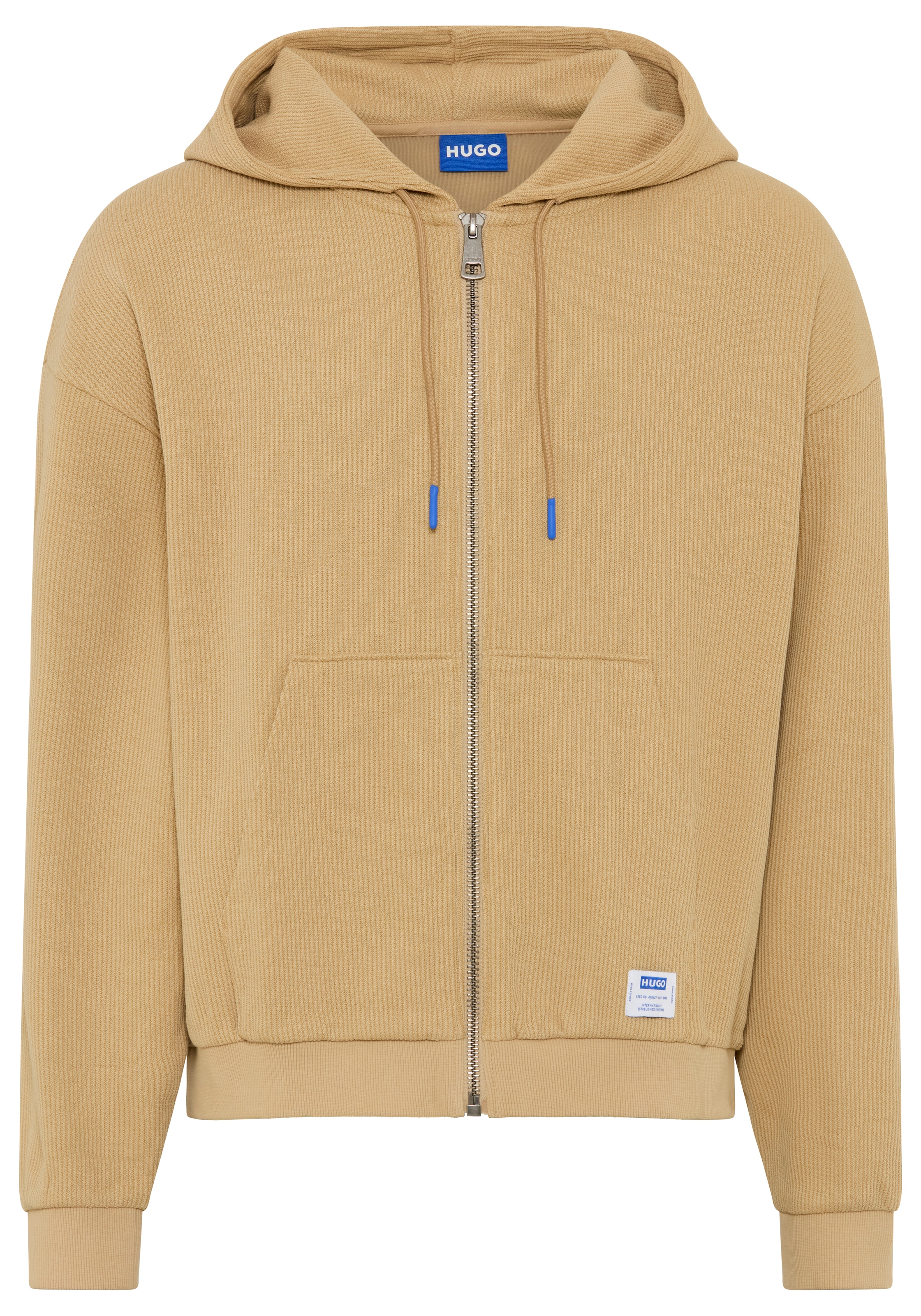 HUGO Sweatjacke »Nuwahood« in Waffelstruktur, Loose Fit