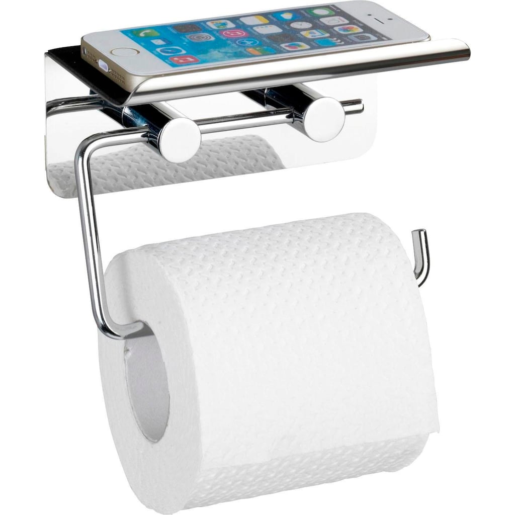 WENKO Toilettenpapierhalter, mit Soft-Touch Smartphone-Ablage