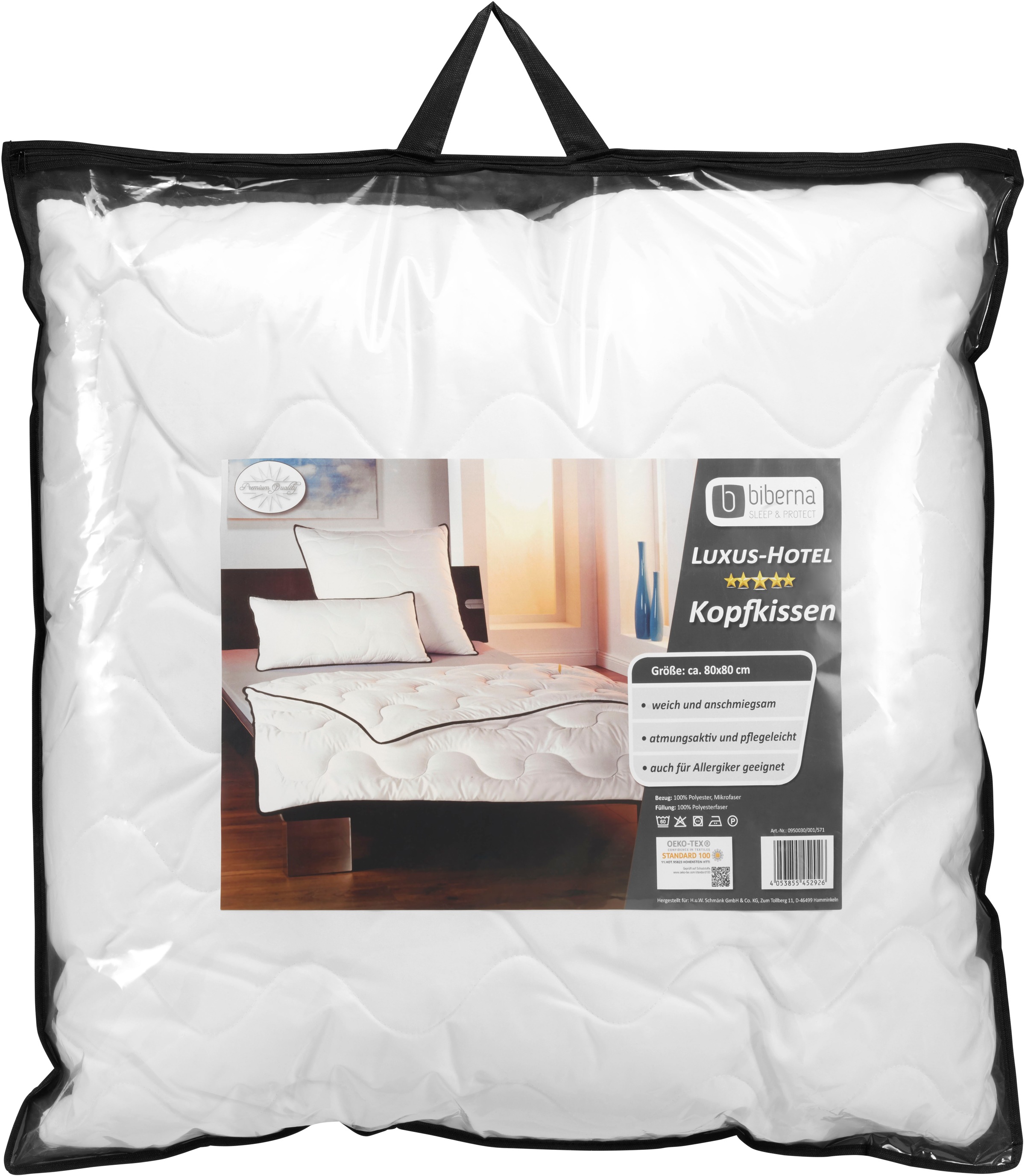 Biberna Sleep & Protect Microfaserkissen »Sleep & Protect Inlett "Welle"«, (1 St.)