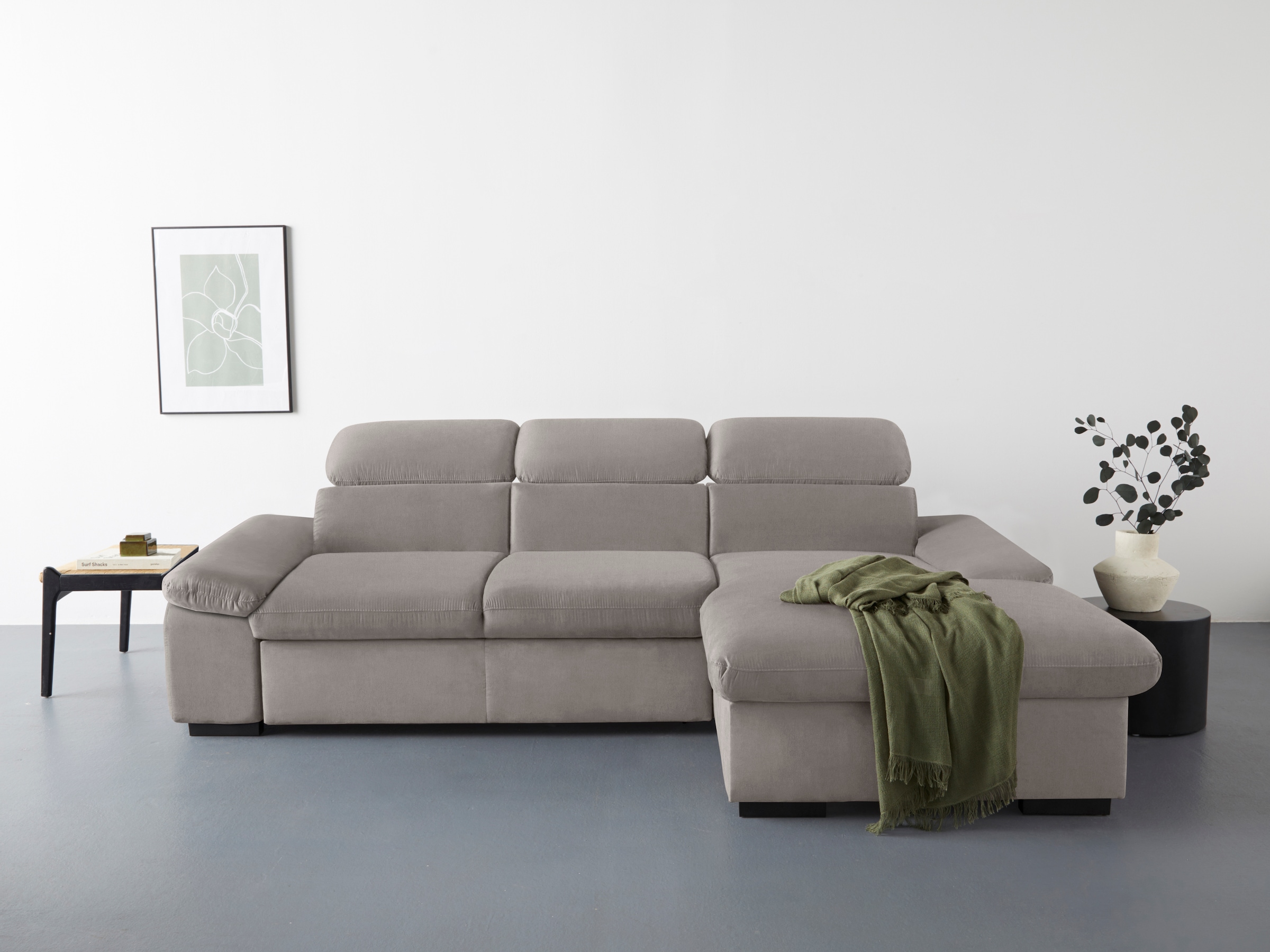 COTTA Ecksofa »Lola L-Form mit Kopfteilfunktion & Hocker« wahlweise mit Bet günstig online kaufen