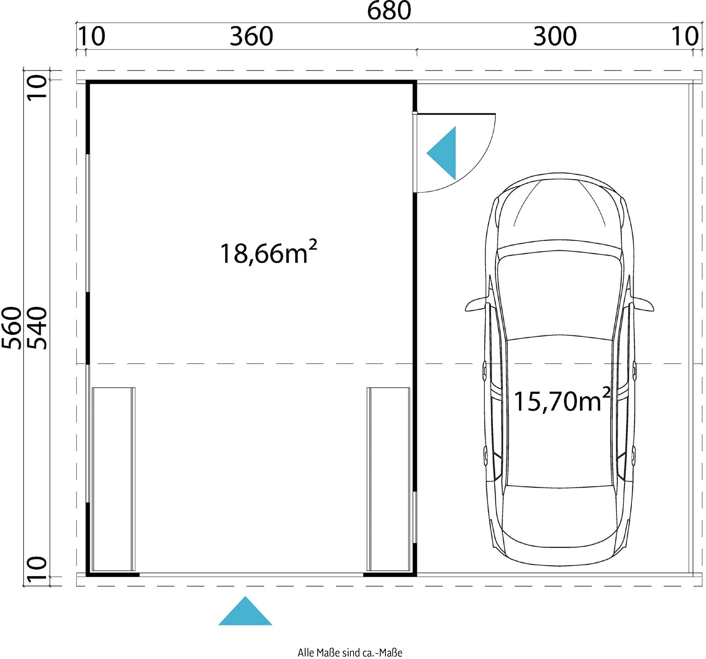 LASITA MAJA Garage »Bahamas«, (Set, Mit zusätzliche Eingang), Garage + Schwingtor