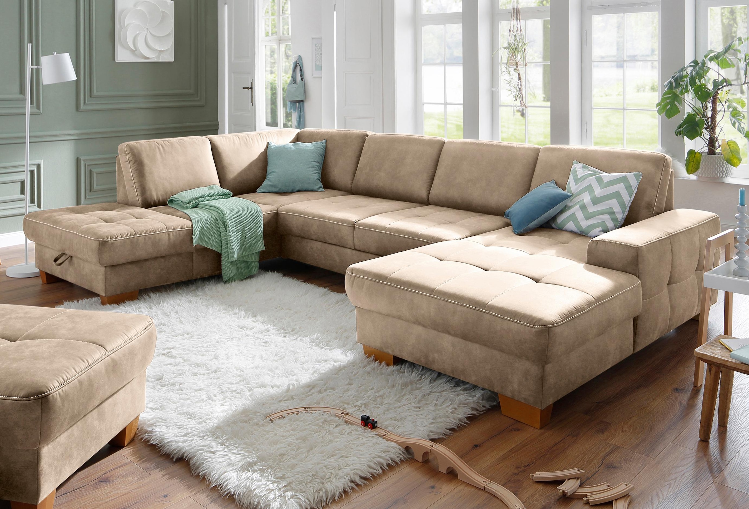 Home affaire Wohnlandschaft »Puccini U-Form« mit Federkern, Sitztiefenverst günstig online kaufen