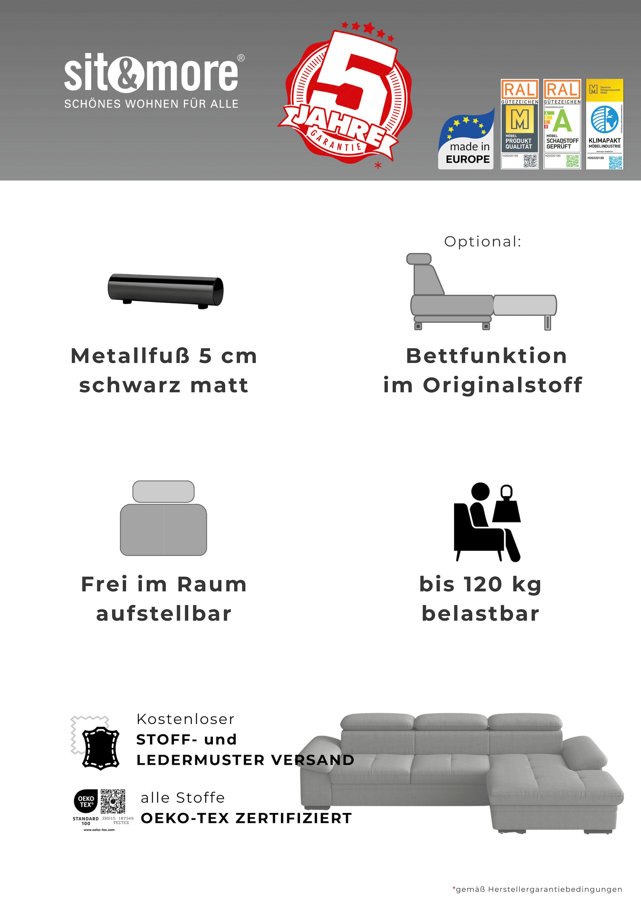 sit&more Polsterhocker »Viola, B: 102 cm« mit praktischen Stauraum