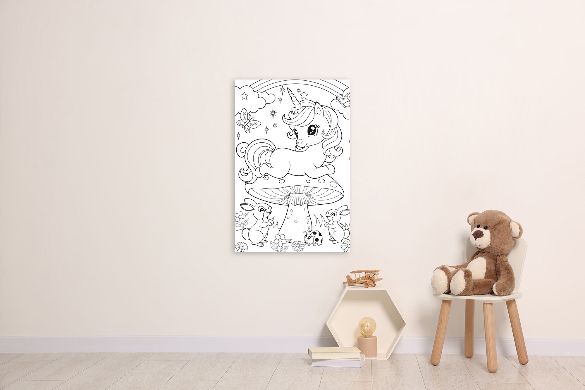 queence Bild »Einhorn auf Fliegenpilz« Blätter   Blätterbilder   Einhorn günstig online kaufen