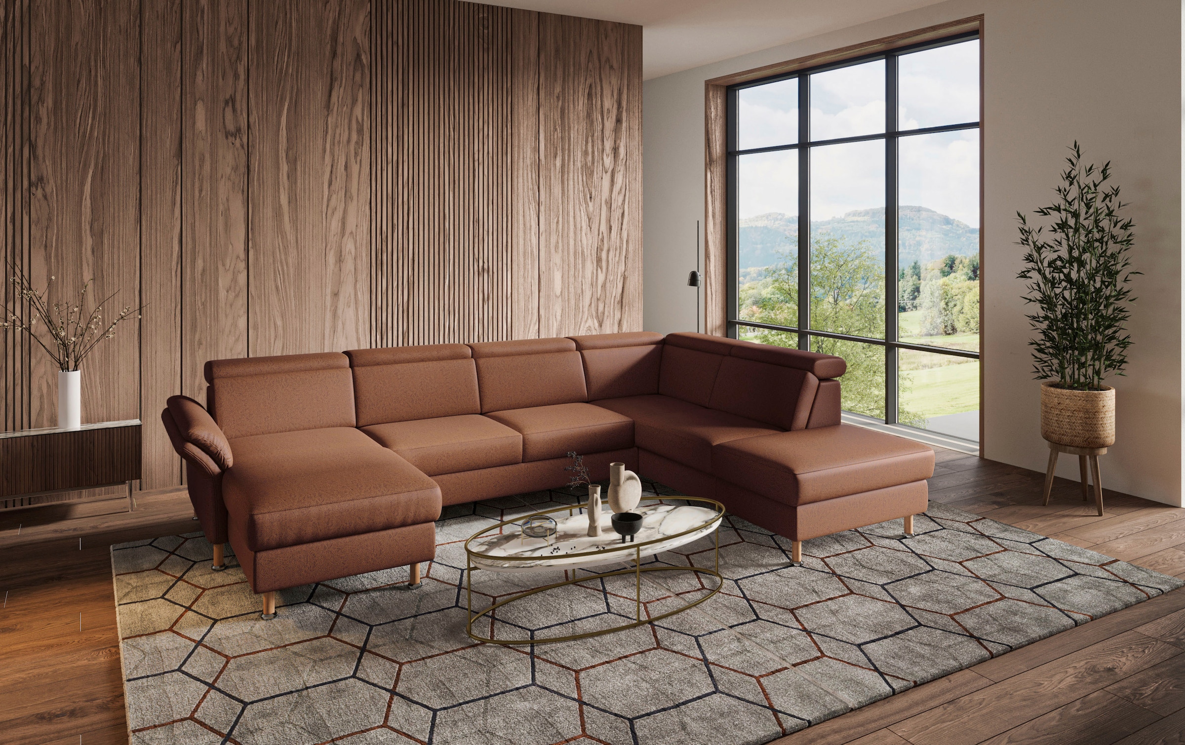 Home affaire Wohnlandschaft »Calypso U-Form«, wahlweise mit motorischer Relaxfunktion