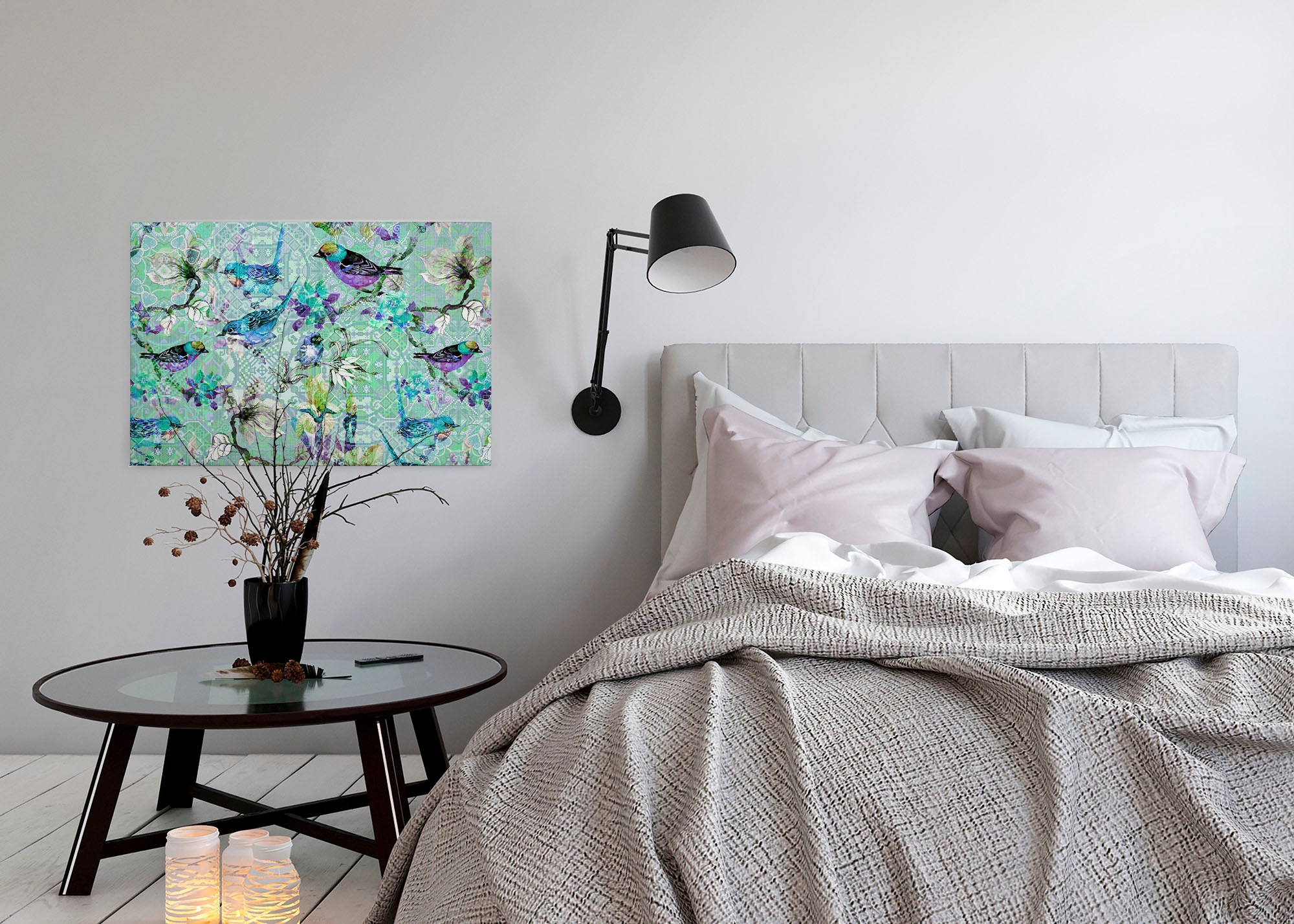 A.S. Création Leinwandbild »mosaic birds 3«, Kunst-Vögel-Kinder, (1 St.), Mosaik Keilrahmen Floral Blumen Vögel Leinwand-Bild Wohnzimmer modern