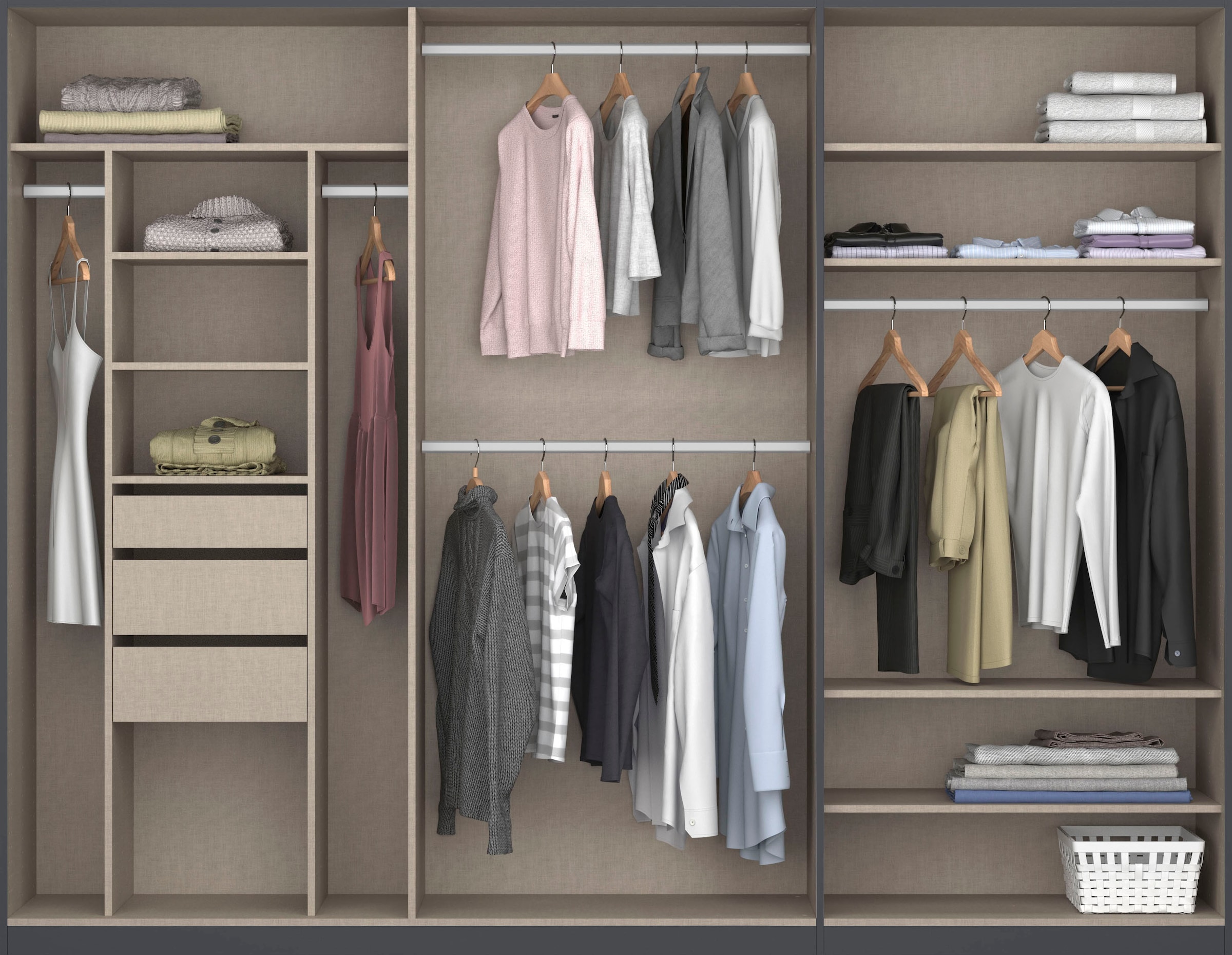 rauch Drehtürenschrank »Kleiderschrank Schrank Garderobe TOPSELLER OTELI inkl. Inneneinteilung«, mit 3 Innenschubladen extra Böden optional mit Spiegel MADE IN GERMANY