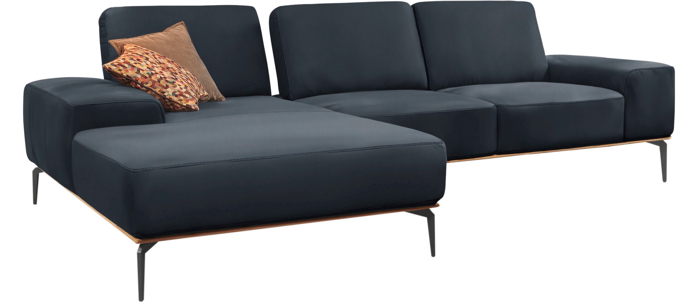W.SCHILLIG Ecksofa »run, Designsofa mit tollem Sitzkomfort, bequem, L-Form«, mit Holzsockel, Füße in Schwarz pulverbeschichtet, Breite 299 cm